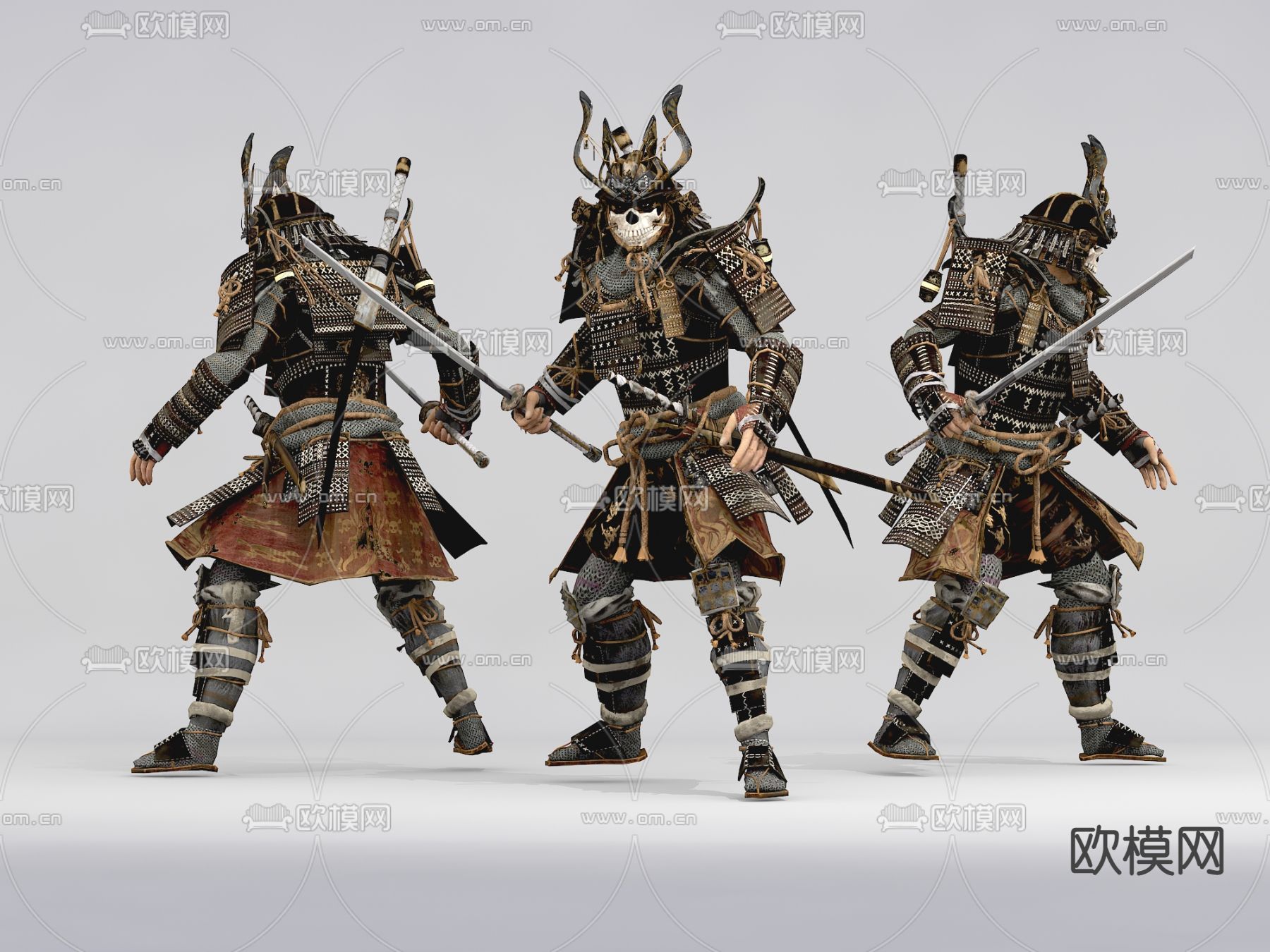 日式古代武士3d模型下载