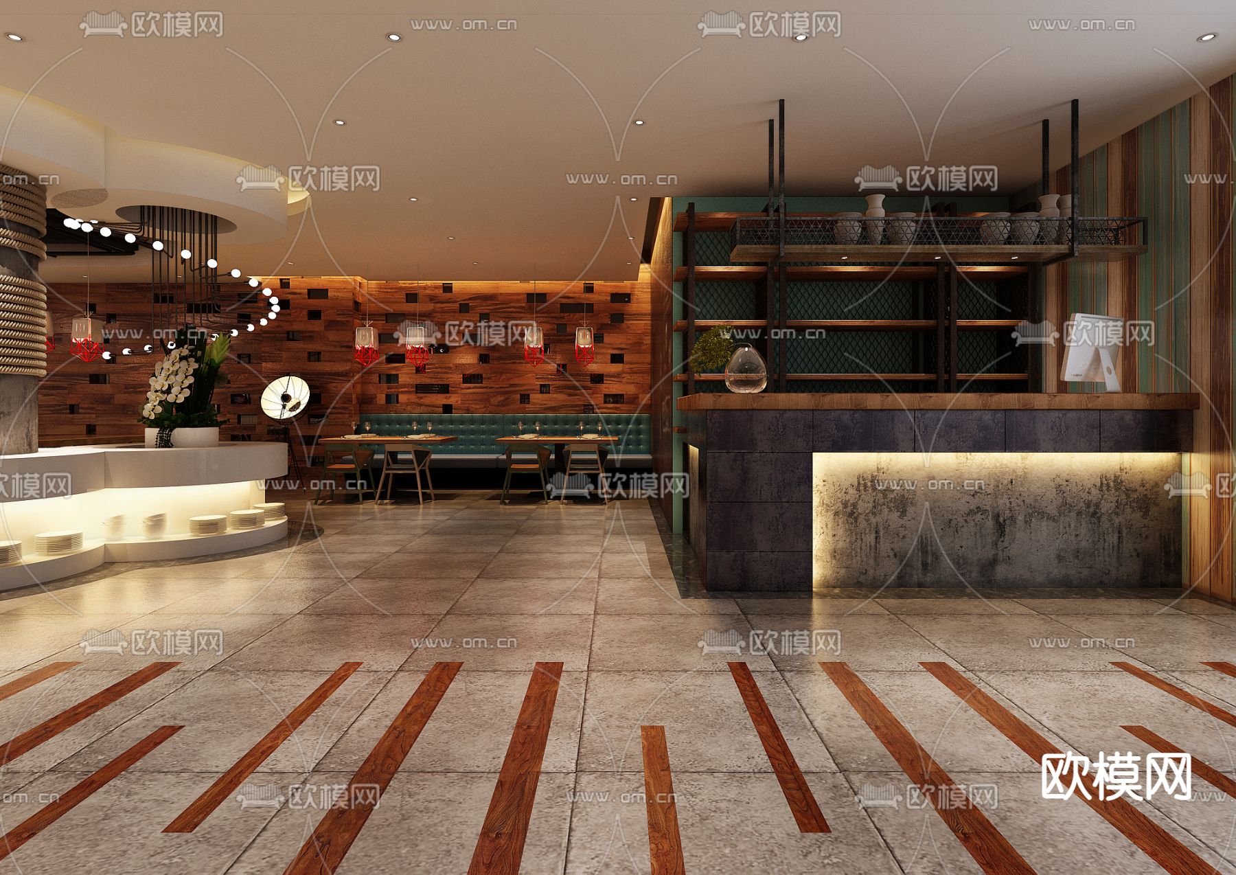 工业风自助餐厅免费3d模型下载（渲染图6）