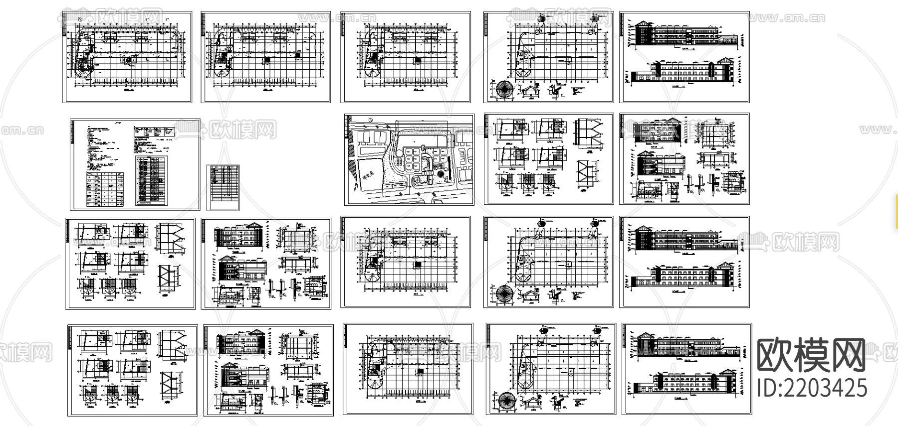 幼儿园教学楼cad施工图下载（渲染图1）