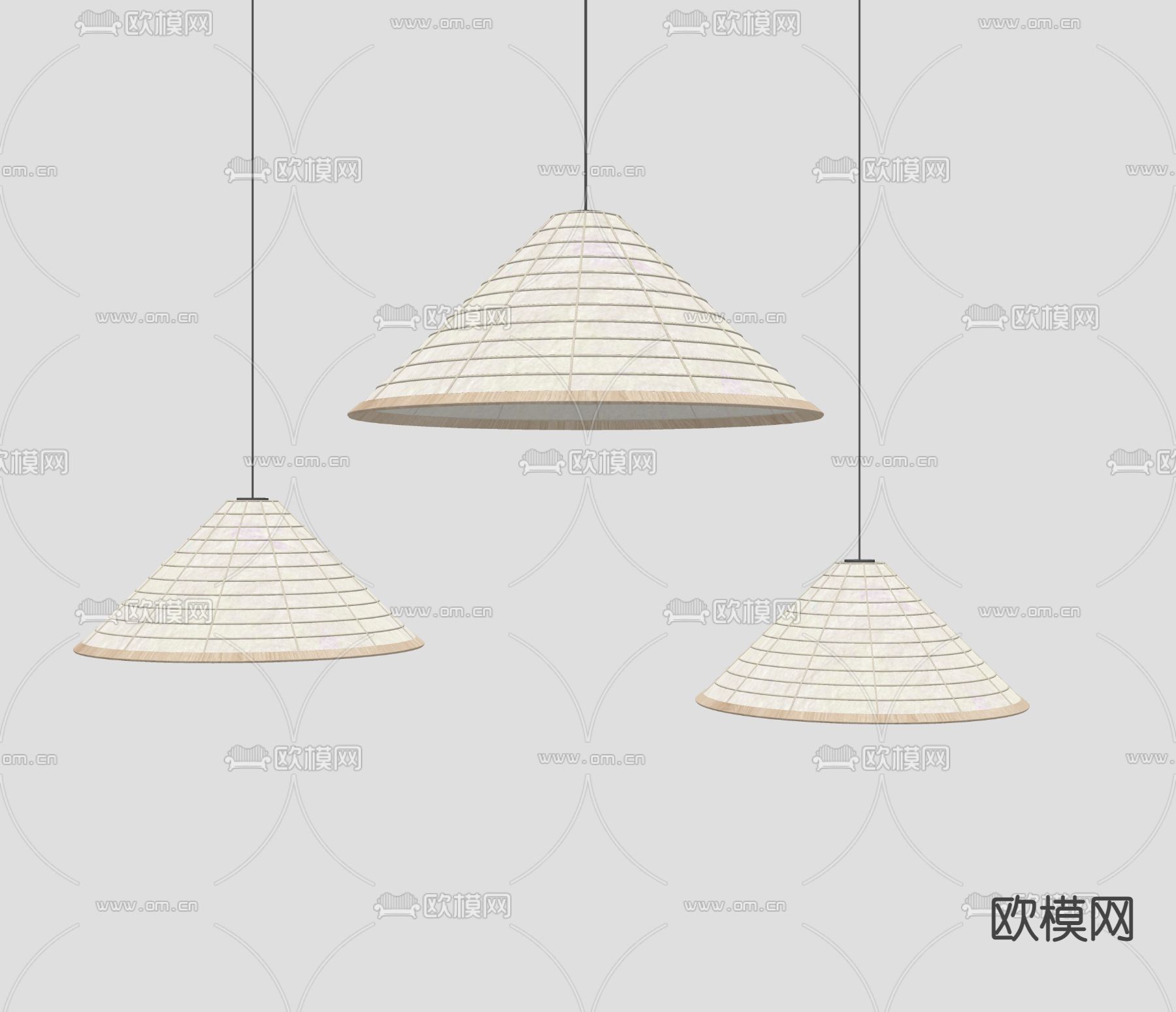 侘寂藤编吊灯su模型下载（渲染图3）