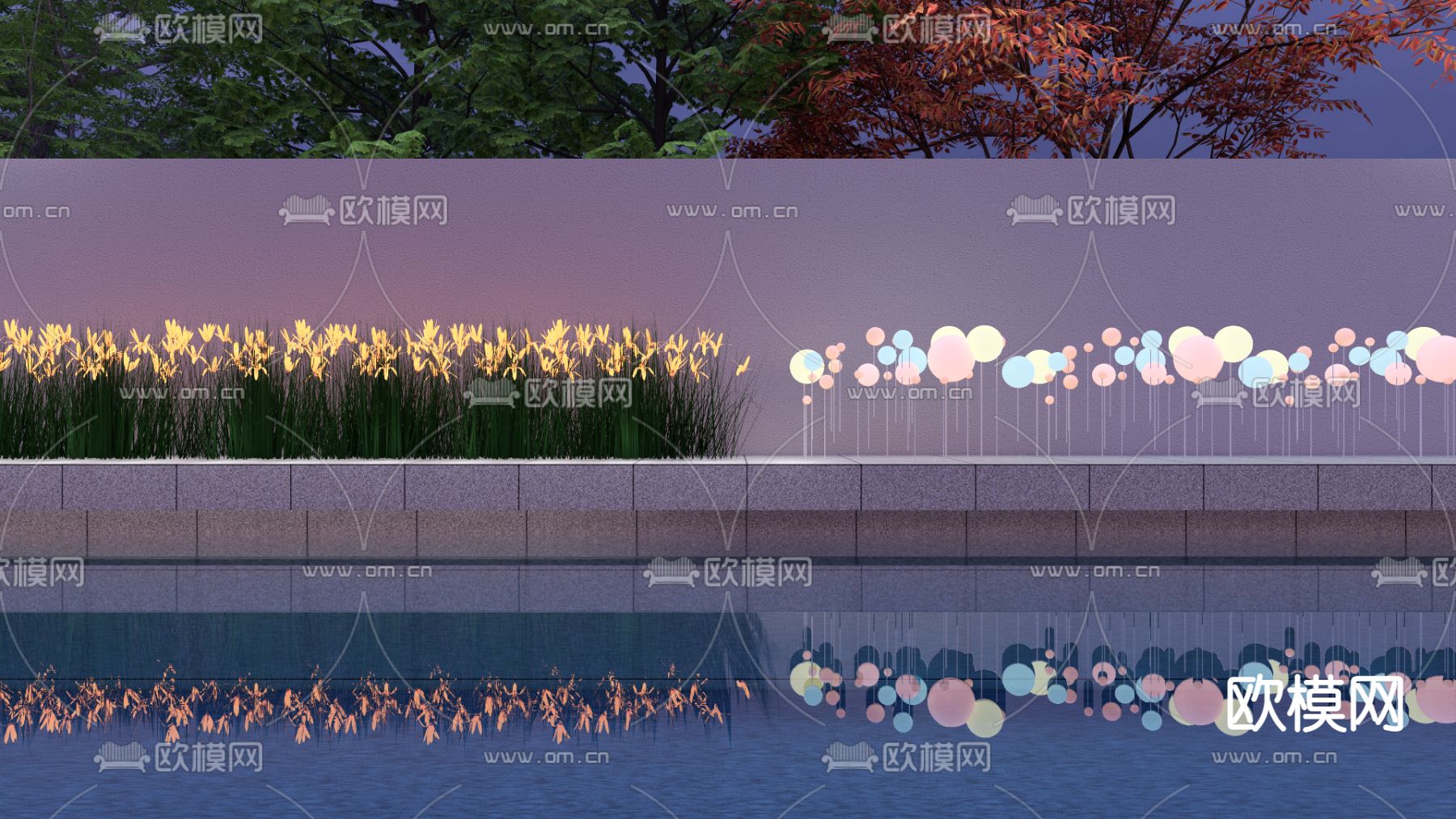 现代景观氛围灯su模型下载