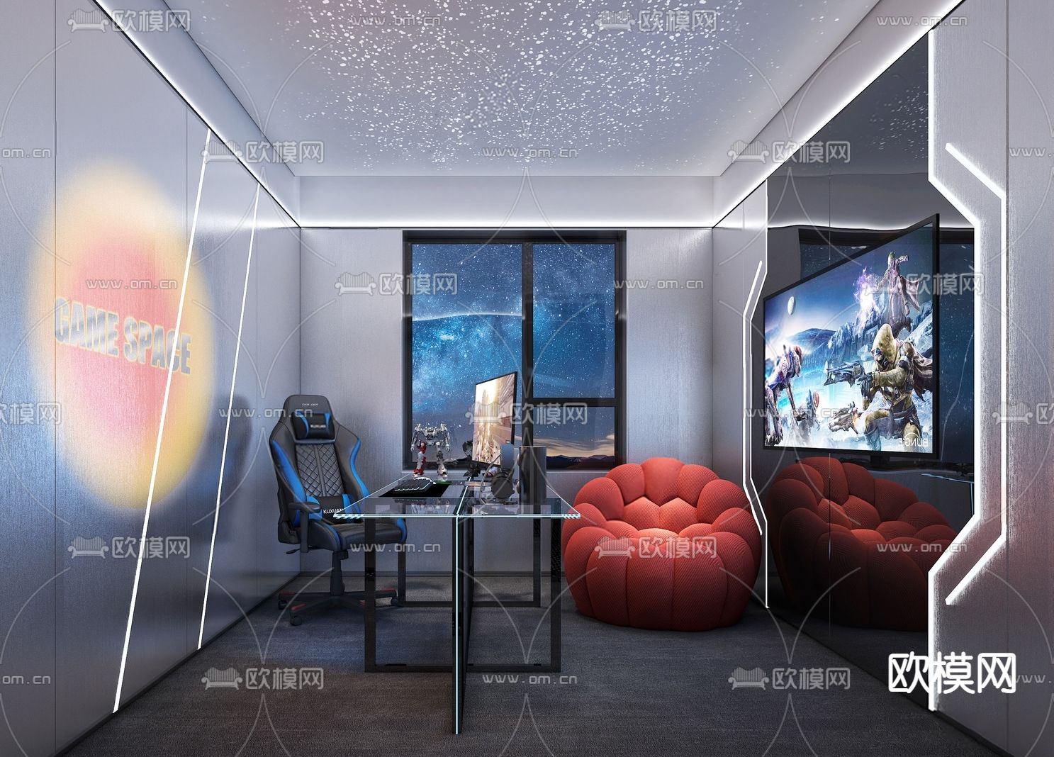 现代投影电竞房3d模型下载_ID12036905_3dmax免费模型-欧模网