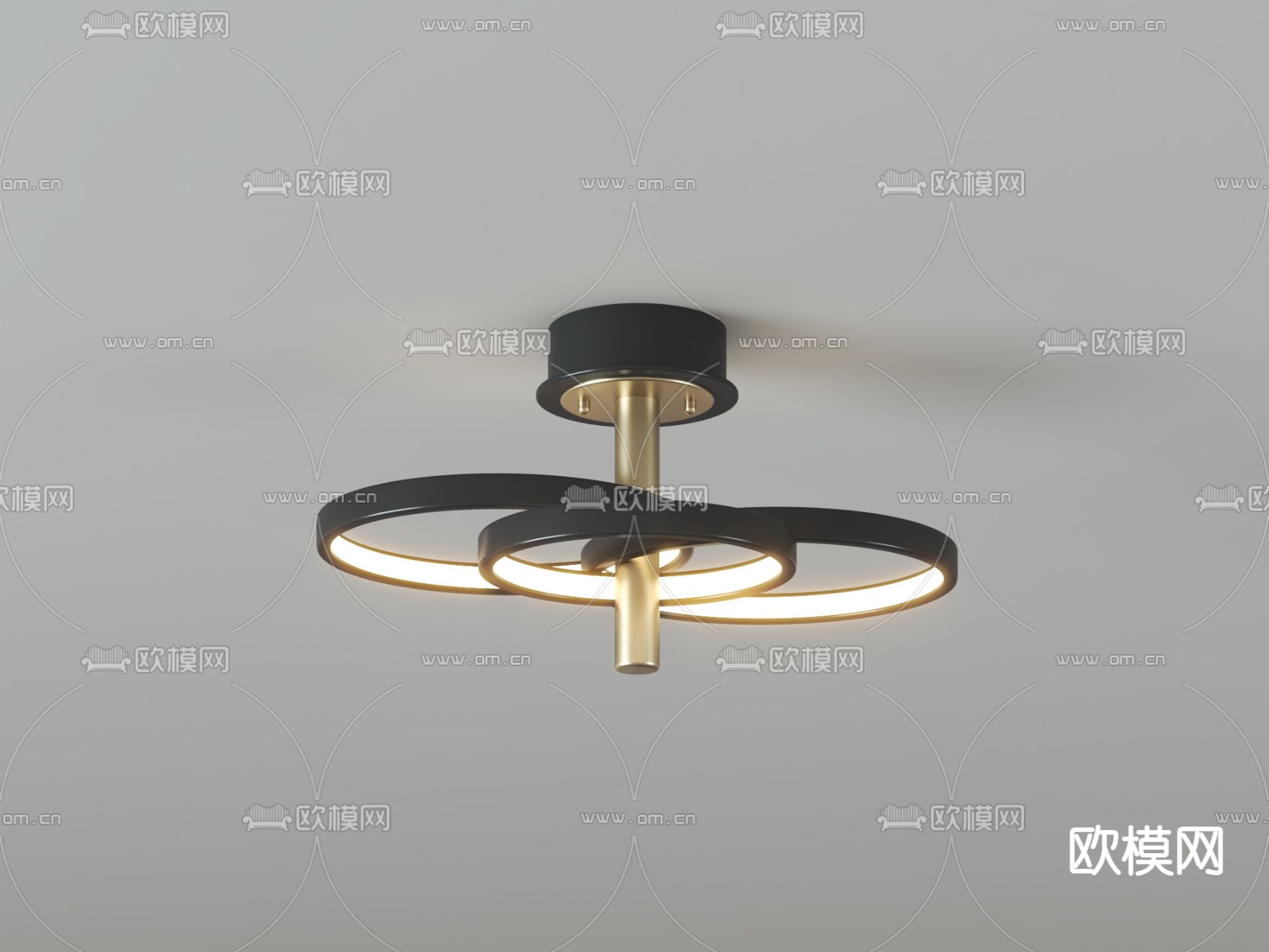 现代金属吸顶灯su模型下载（渲染图4）