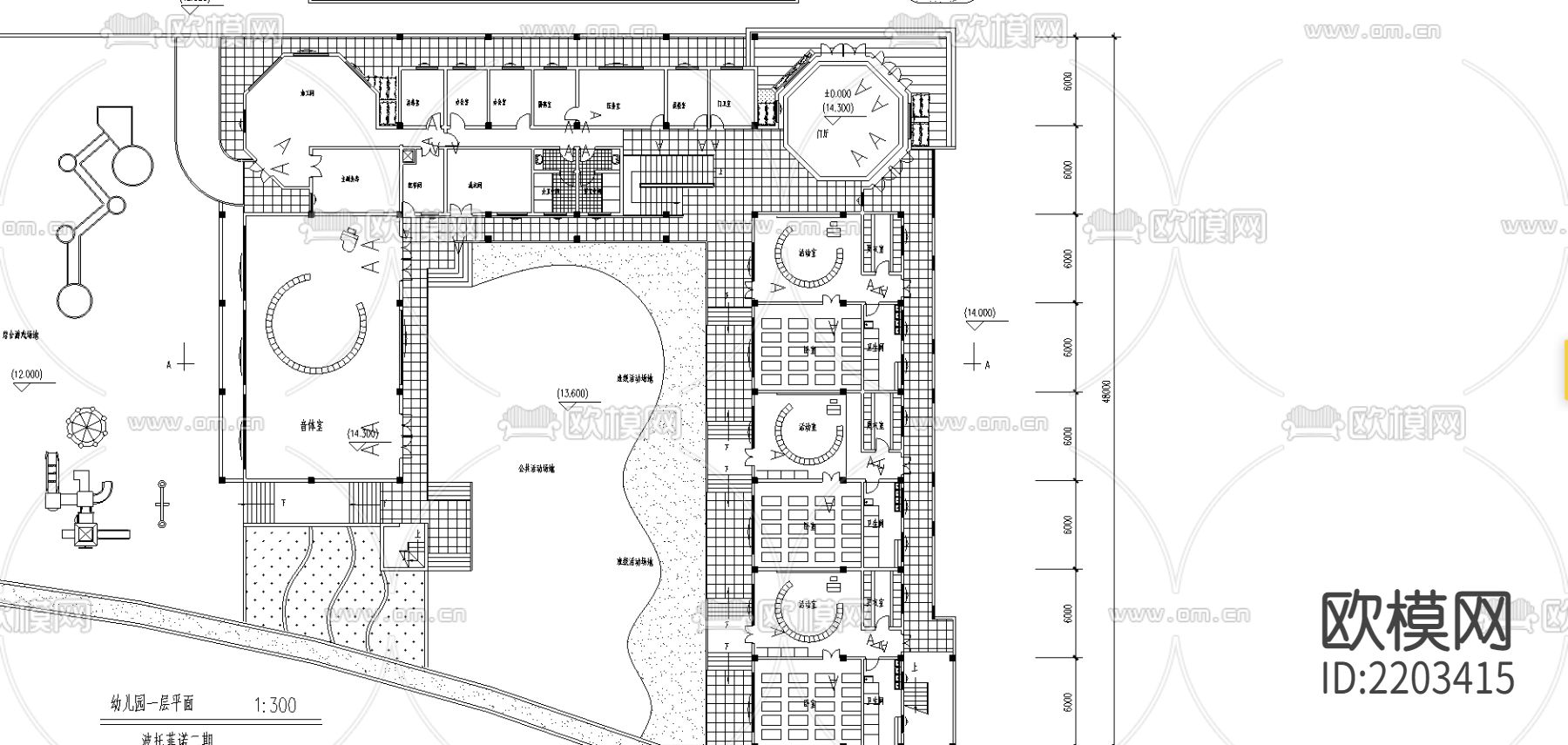 幼儿园cad施工图下载（渲染图2）