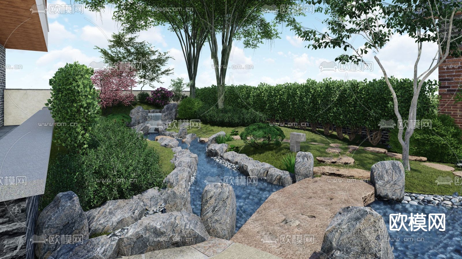 中式庭院景观su模型