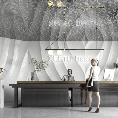  现代办公前台su模型 