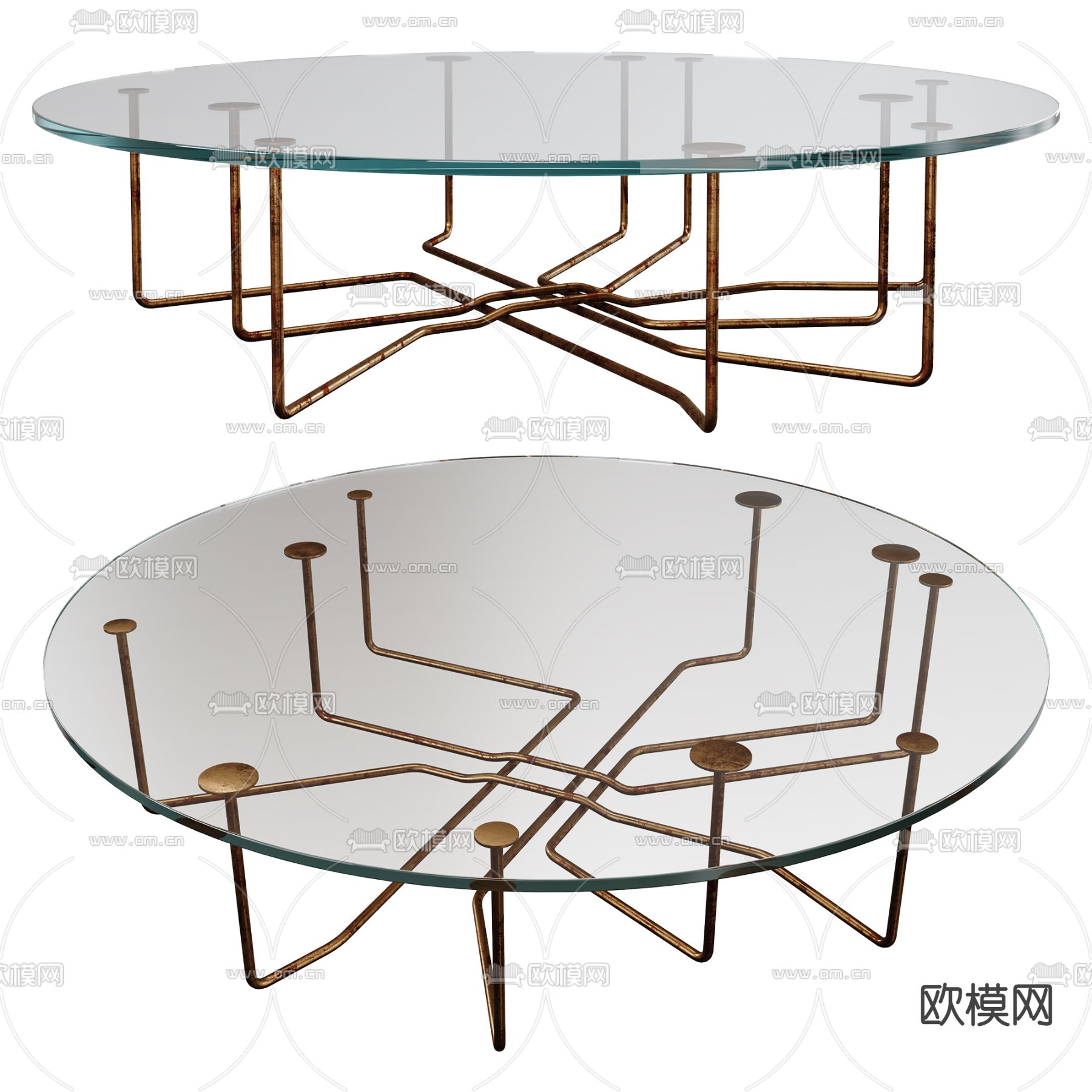 现代玻璃圆形茶几3d模型下载（渲染图1）