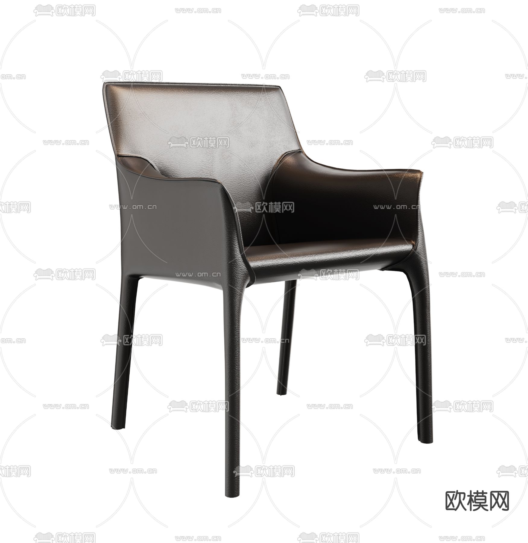 现代黑色皮革单椅su模型下载（渲染图1）