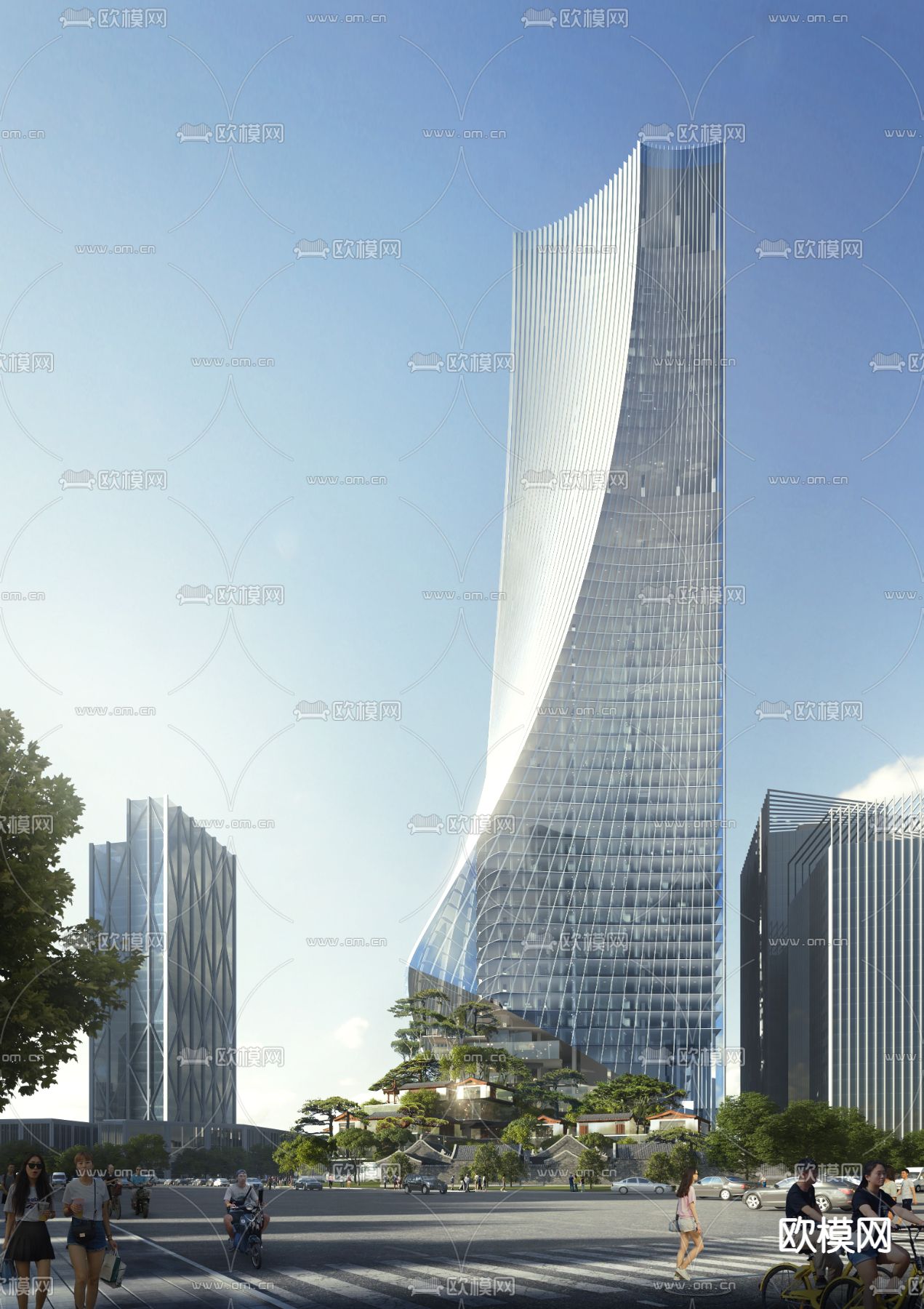 现代高层办公楼外观psd下载