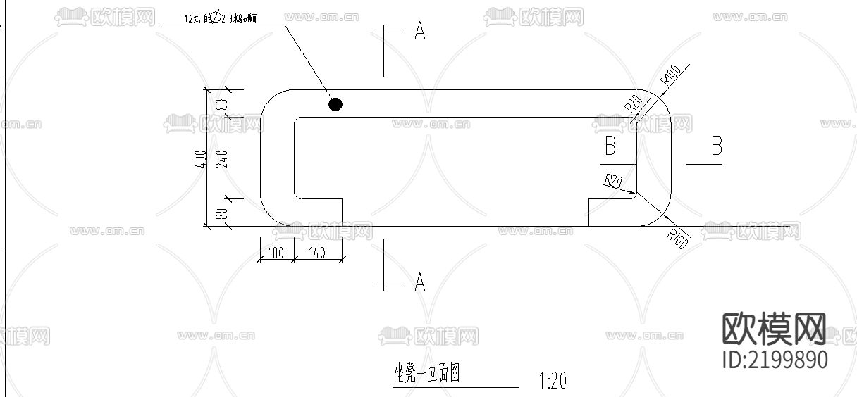 座凳大样图下载（渲染图2）