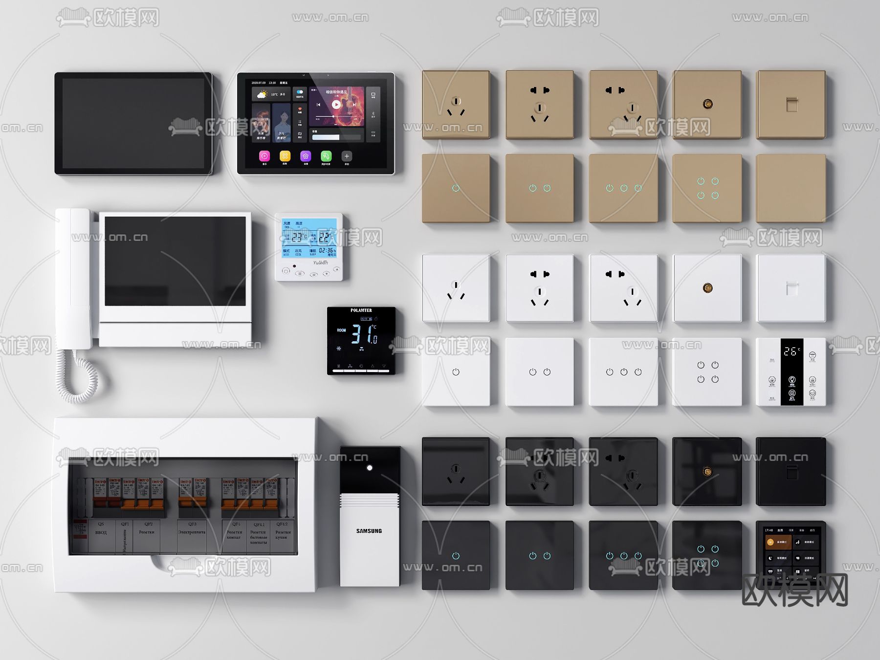 现代开关插座可视电话3d模型下载