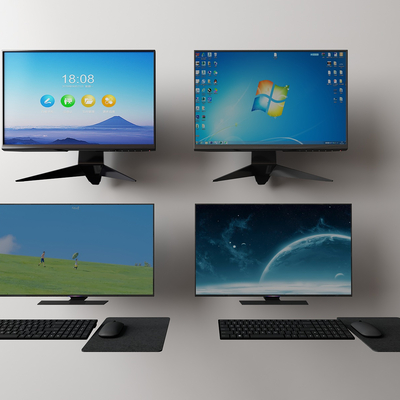  现代电脑显示屏鼠标键盘su模型 