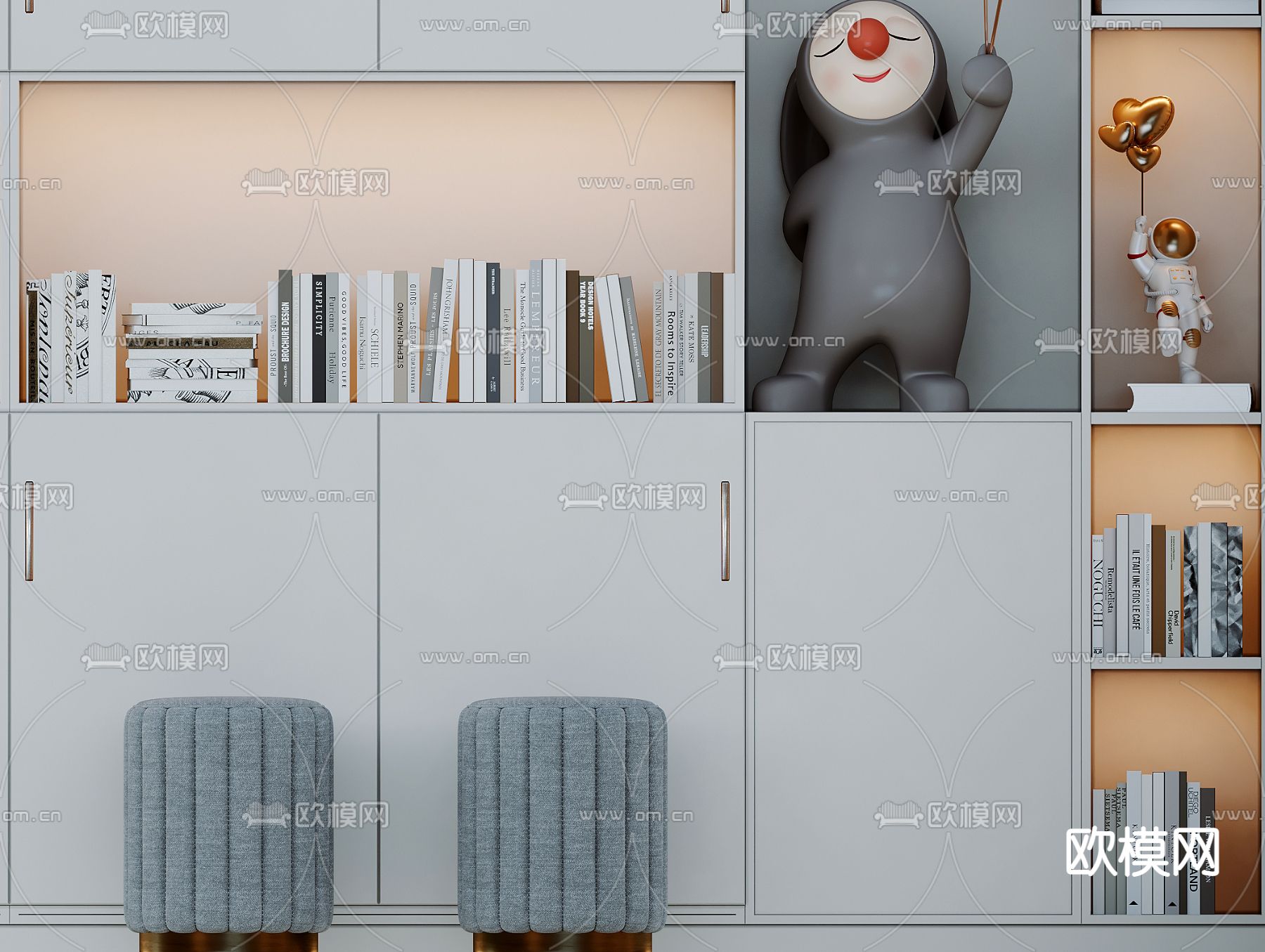 现代实木多功能酒柜装饰柜3d模型下载（渲染图3）