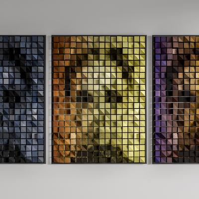 现代抽象马赛克装饰画su模型