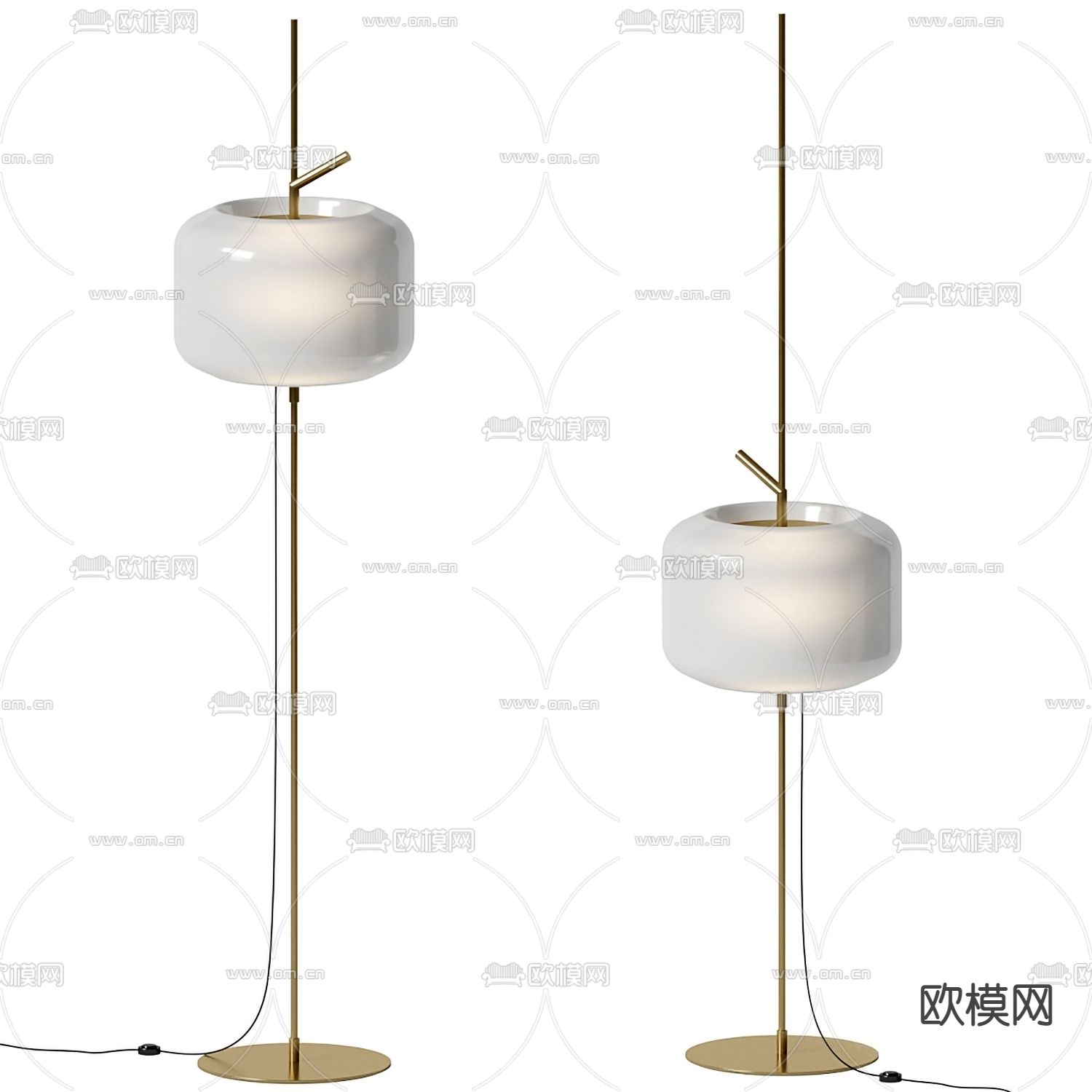 现代金属玻璃灯罩落地灯3d模型下载