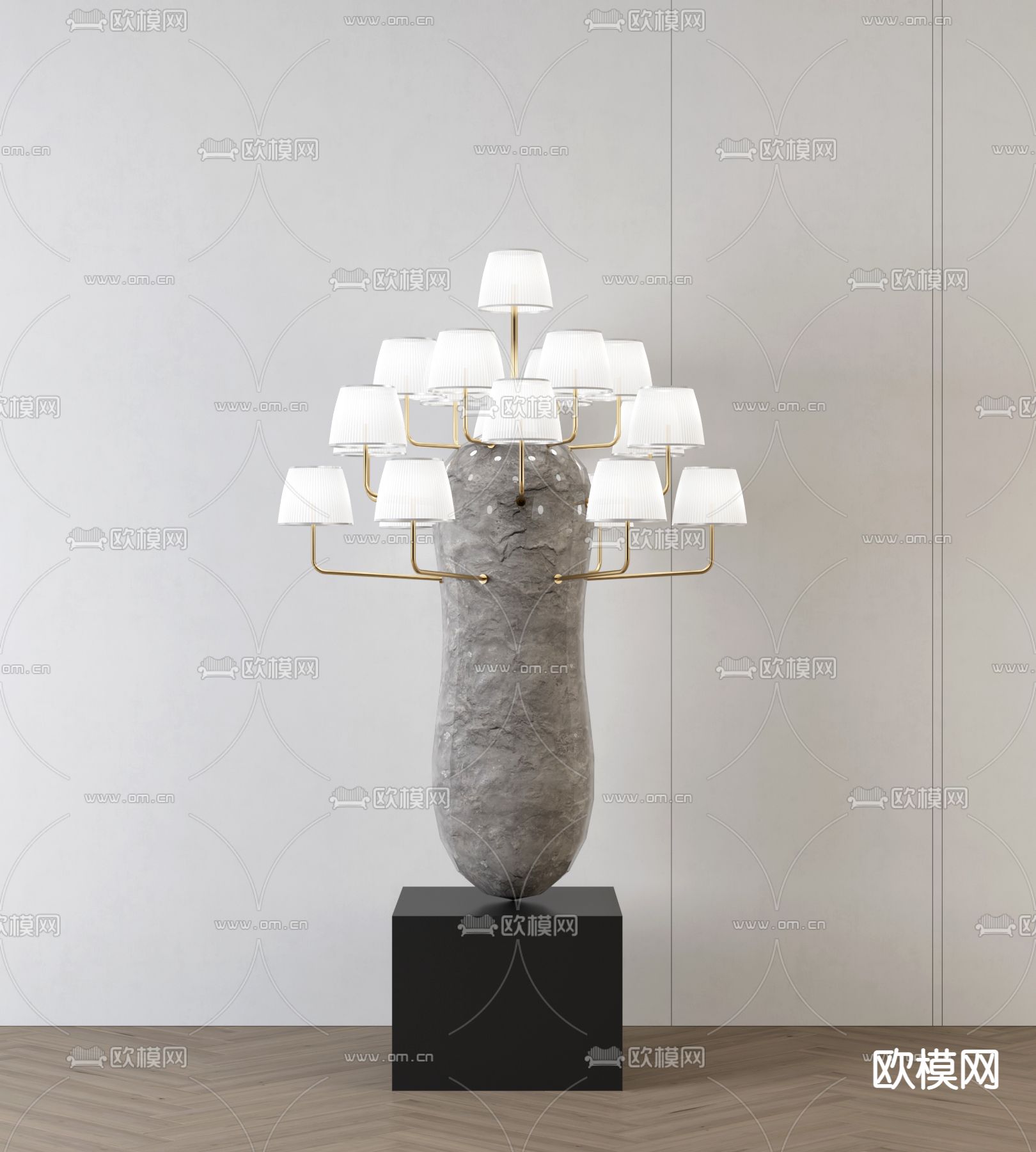 现代轻奢大理石落地灯3d模型下载