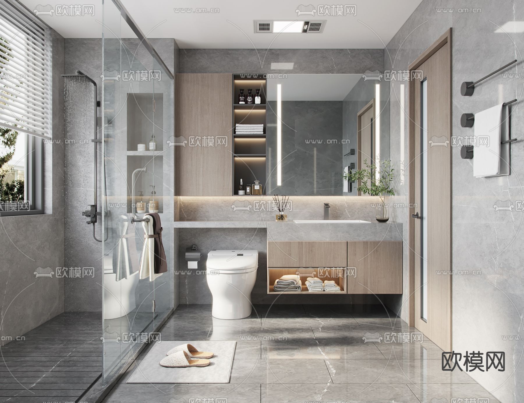 现代卫生间浴室su模型下载（渲染图1）