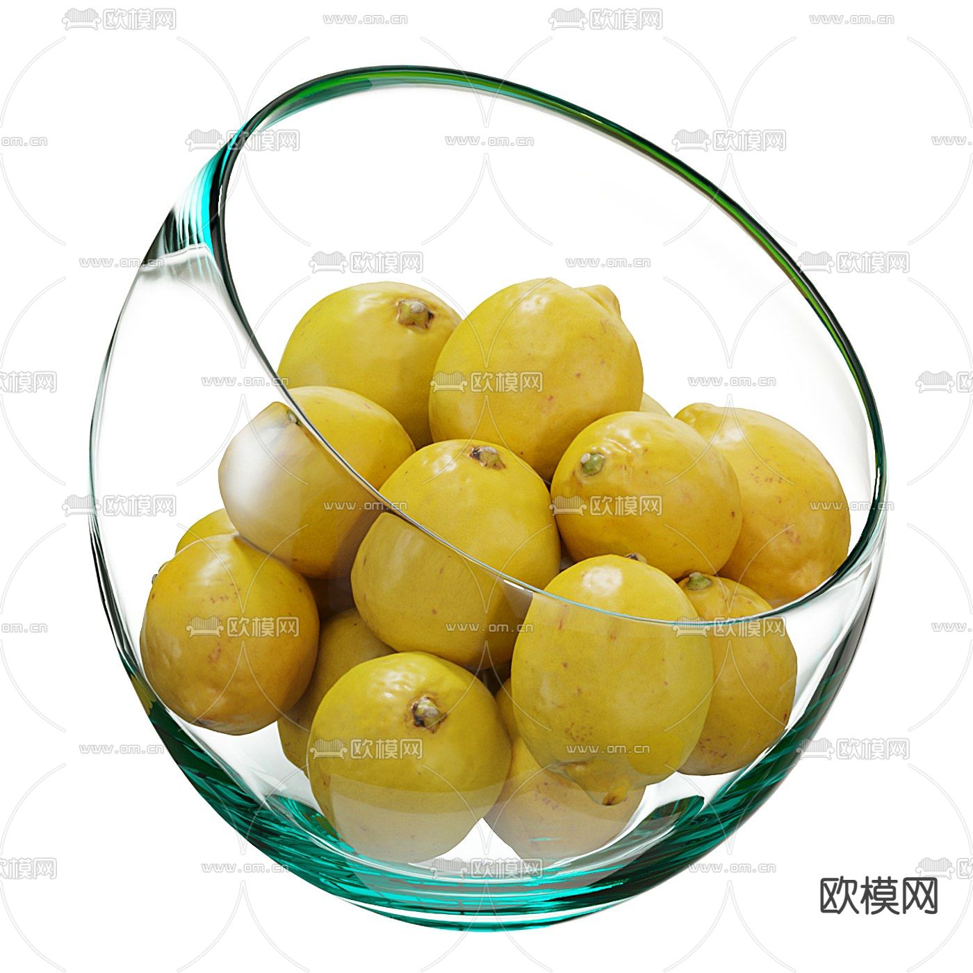 圆形玻璃果盘柠檬3d模型下载（渲染图2）