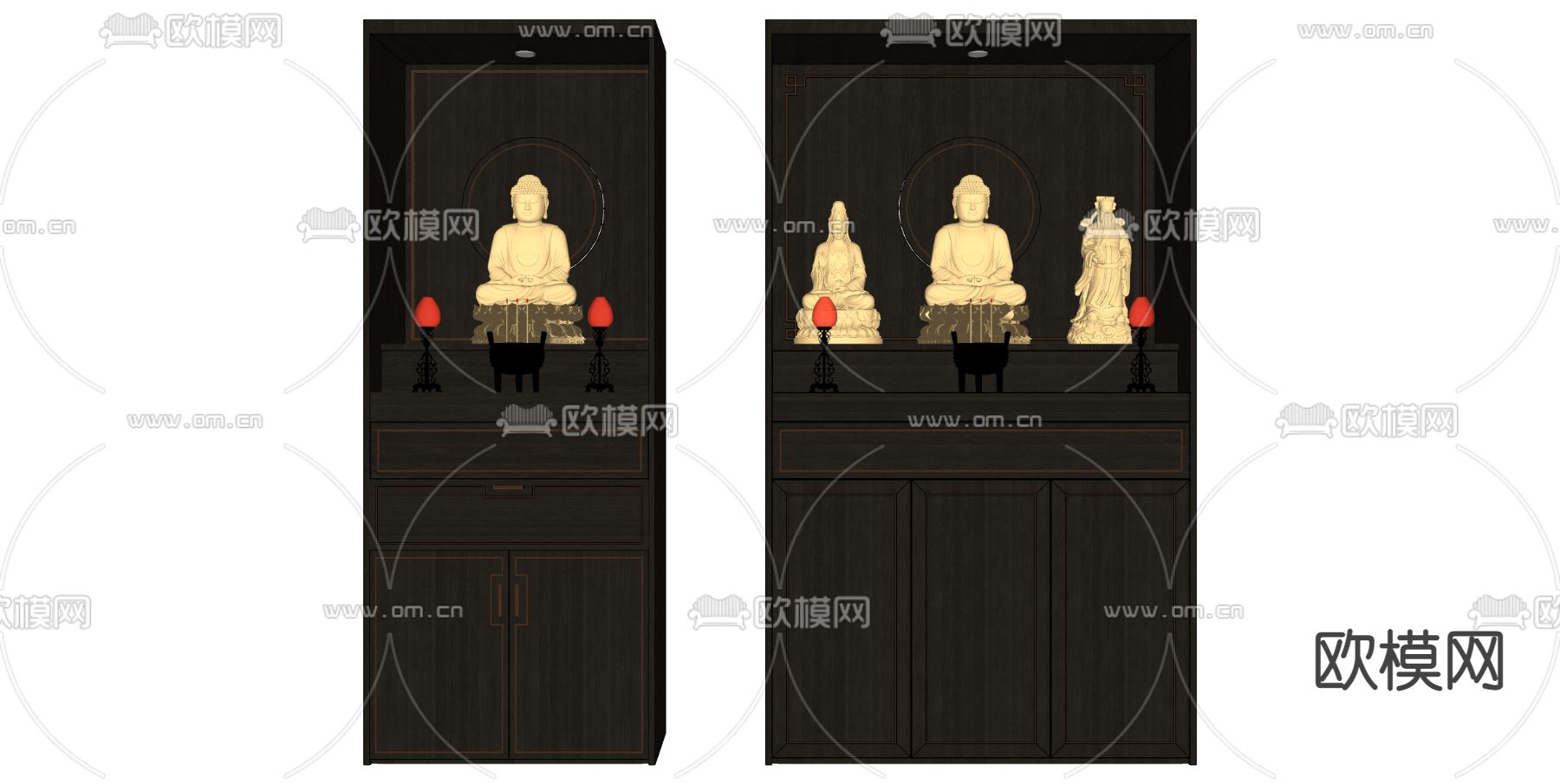 新中式佛龛su模型