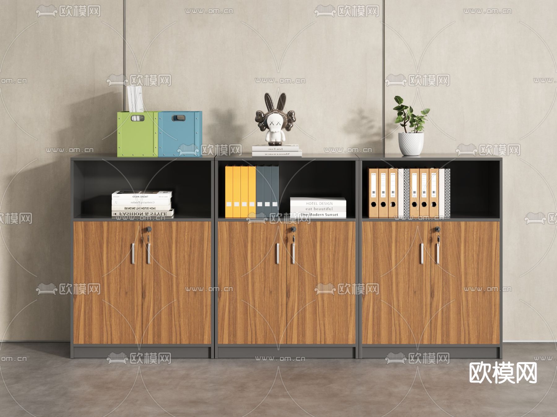 现代办公书柜文件柜3d模型下载