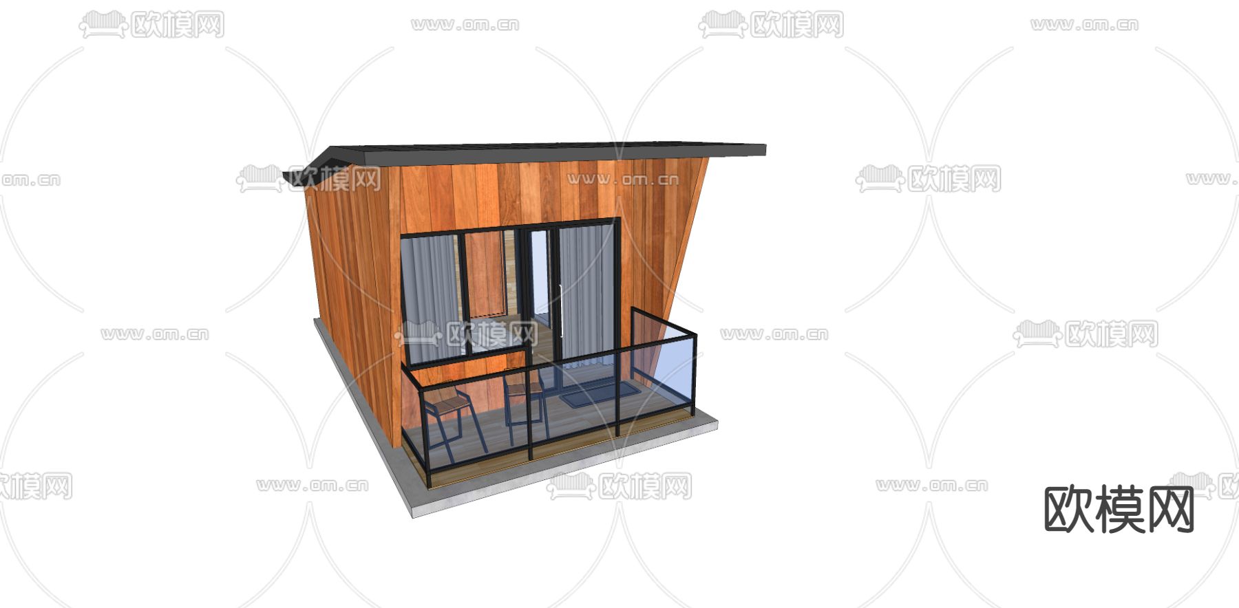 自然风别墅木屋树屋外观su模型下载（渲染图2）