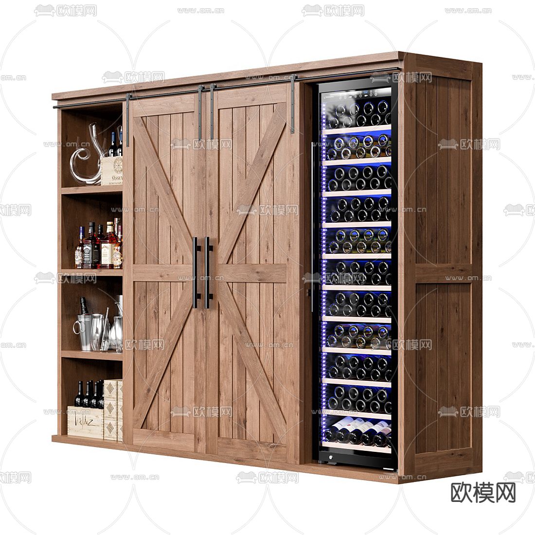 工业风红酒柜su模型