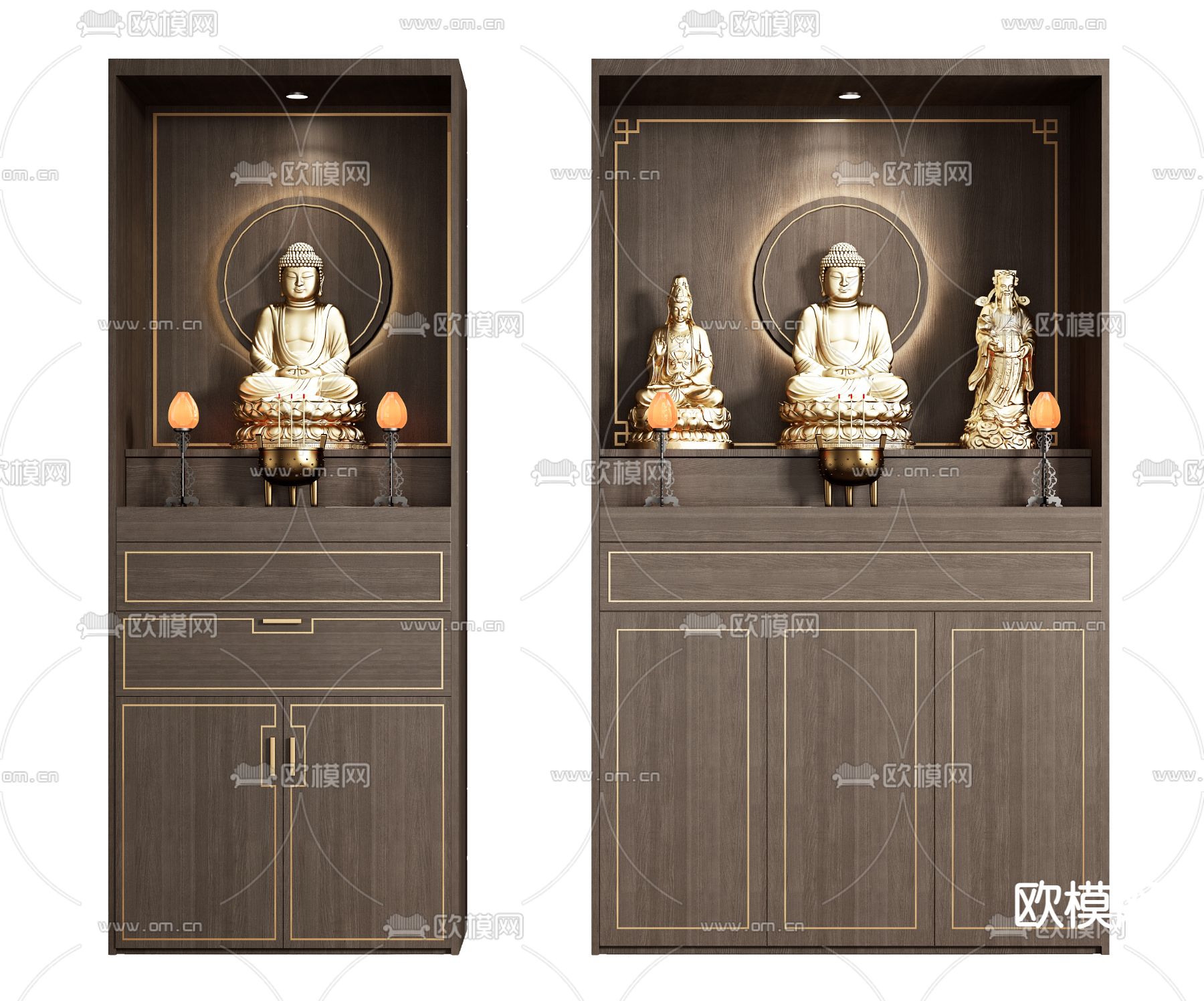 新中式佛龛su模型
