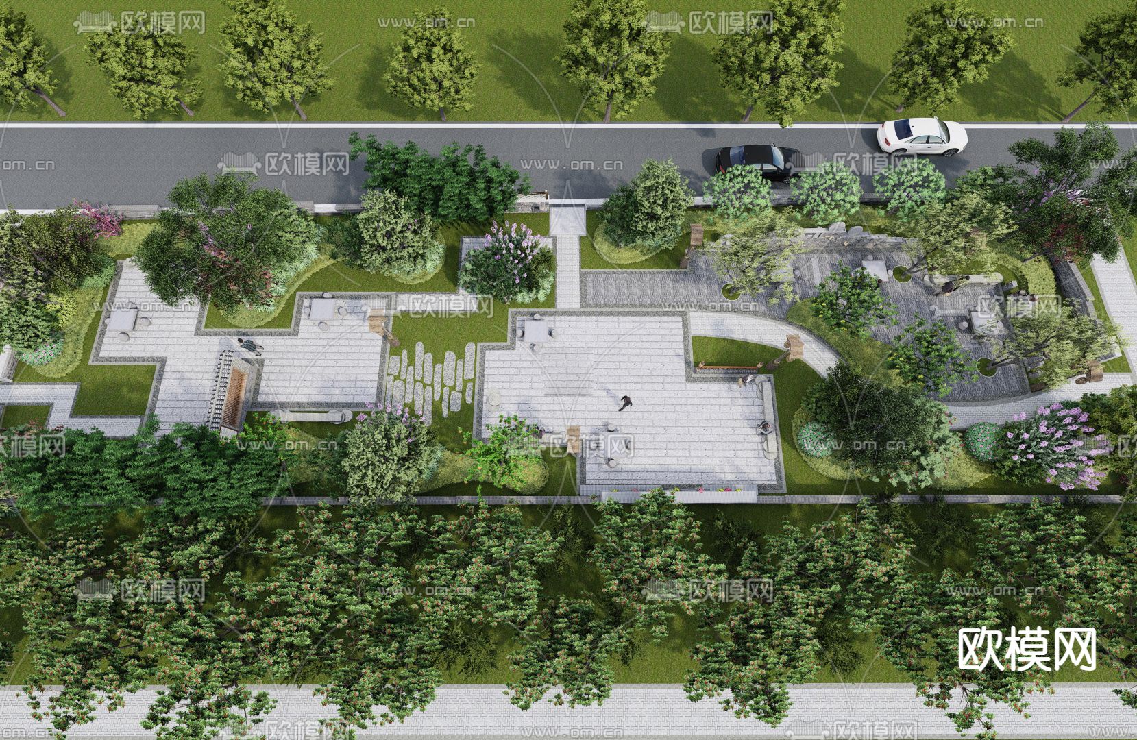 中式农耕公园景观su模型下载（渲染图6）