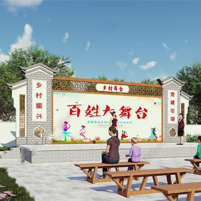  中式戏台古建su模型 