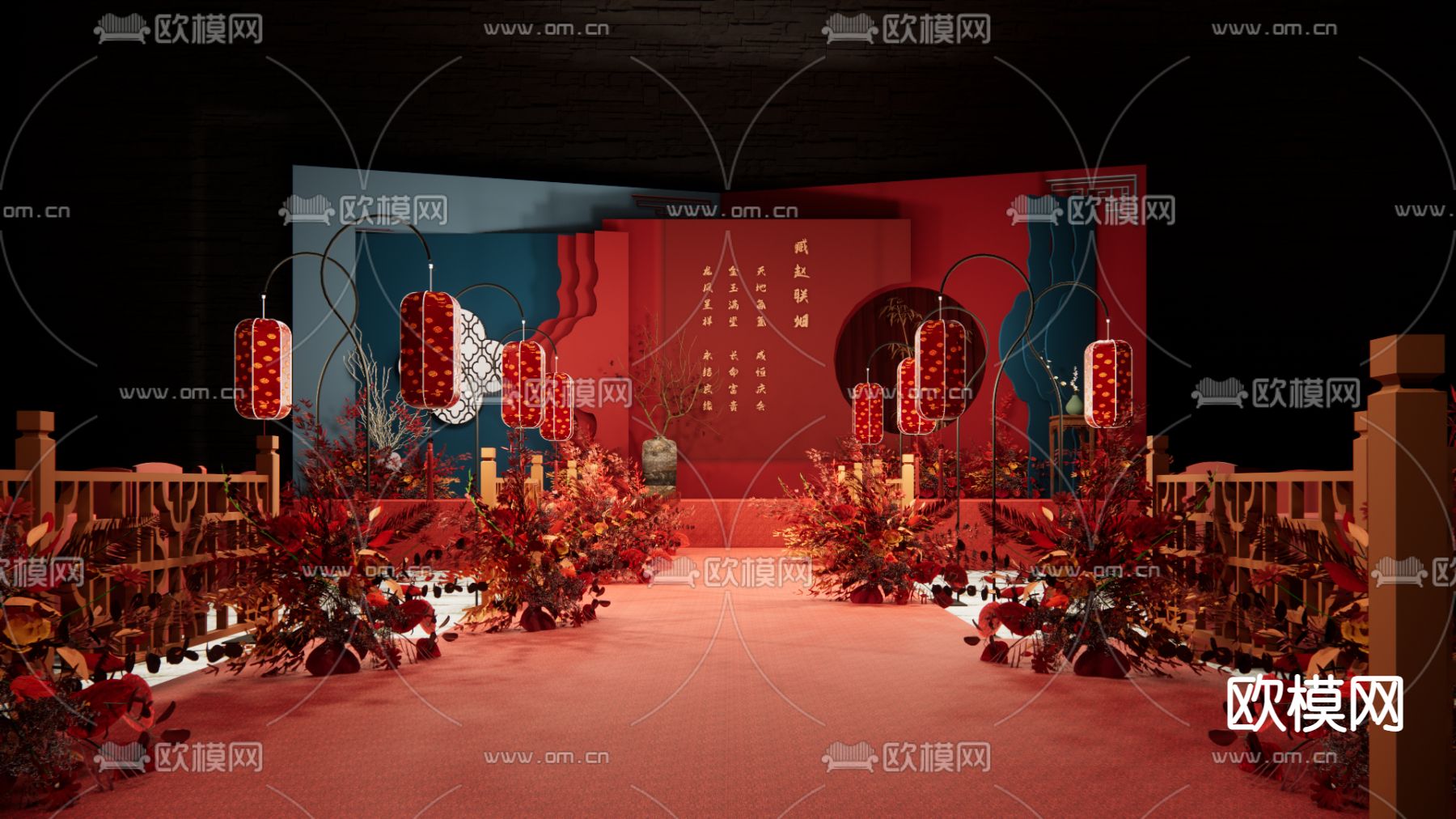 新中式婚礼su模型下载（渲染图6）