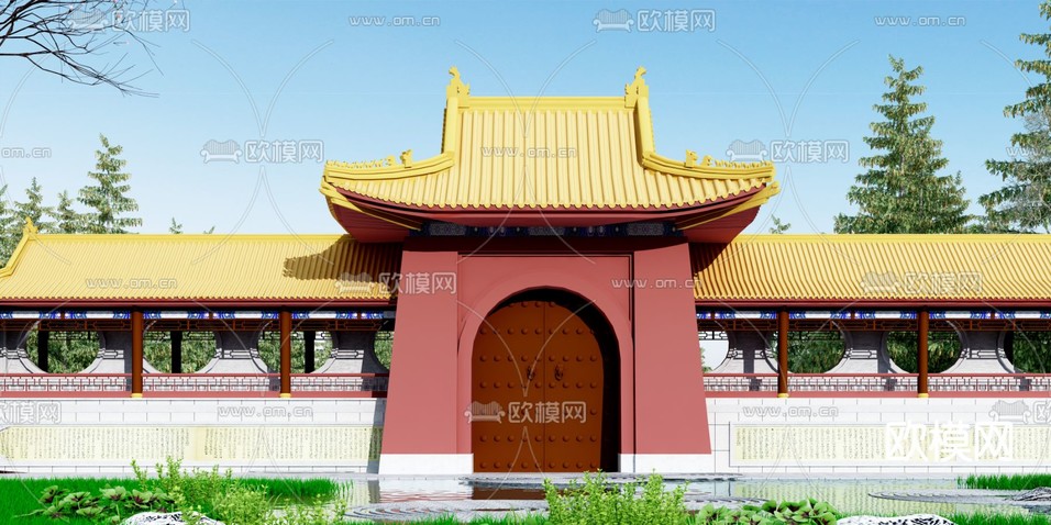 中式古建门头门面3d模型下载