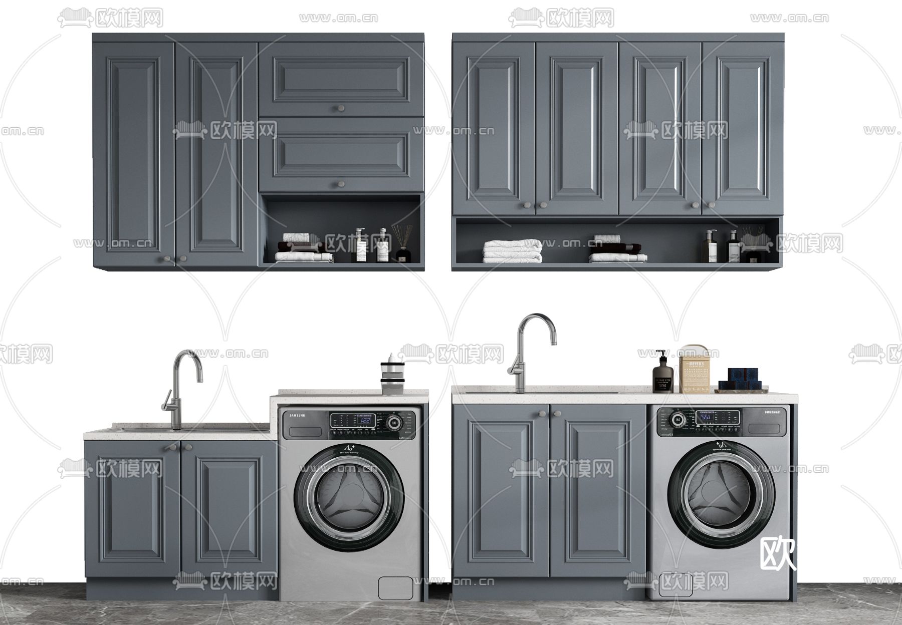 美式阳台洗衣柜su模型下载（渲染图1）