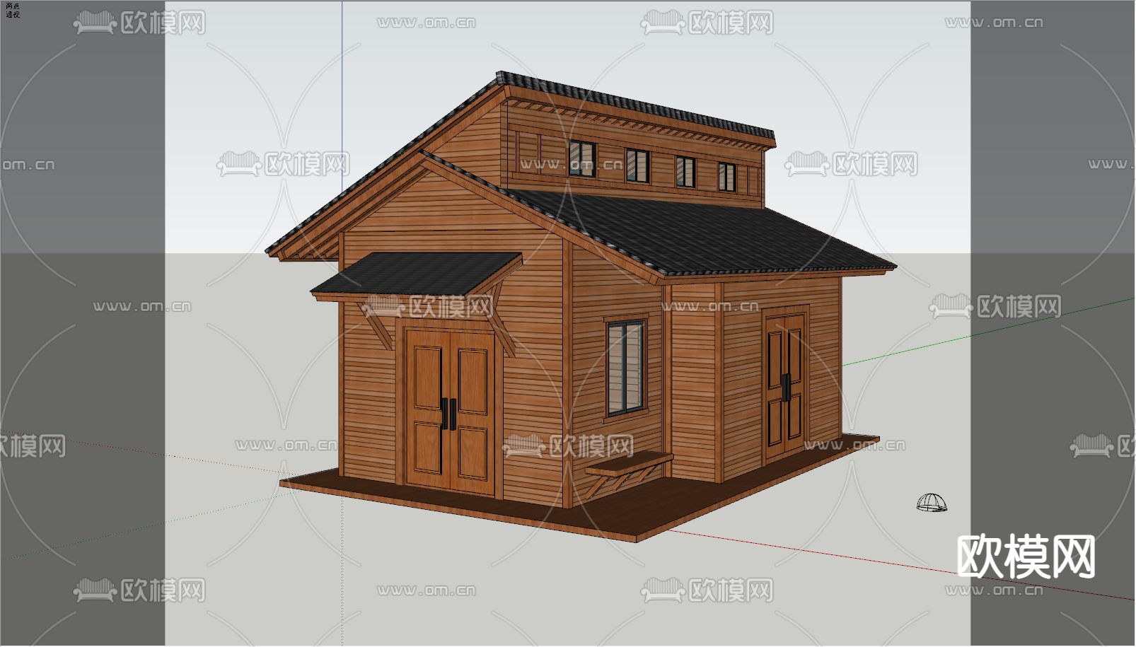 自然风别墅民宿木屋树屋su模型下载（渲染图2）