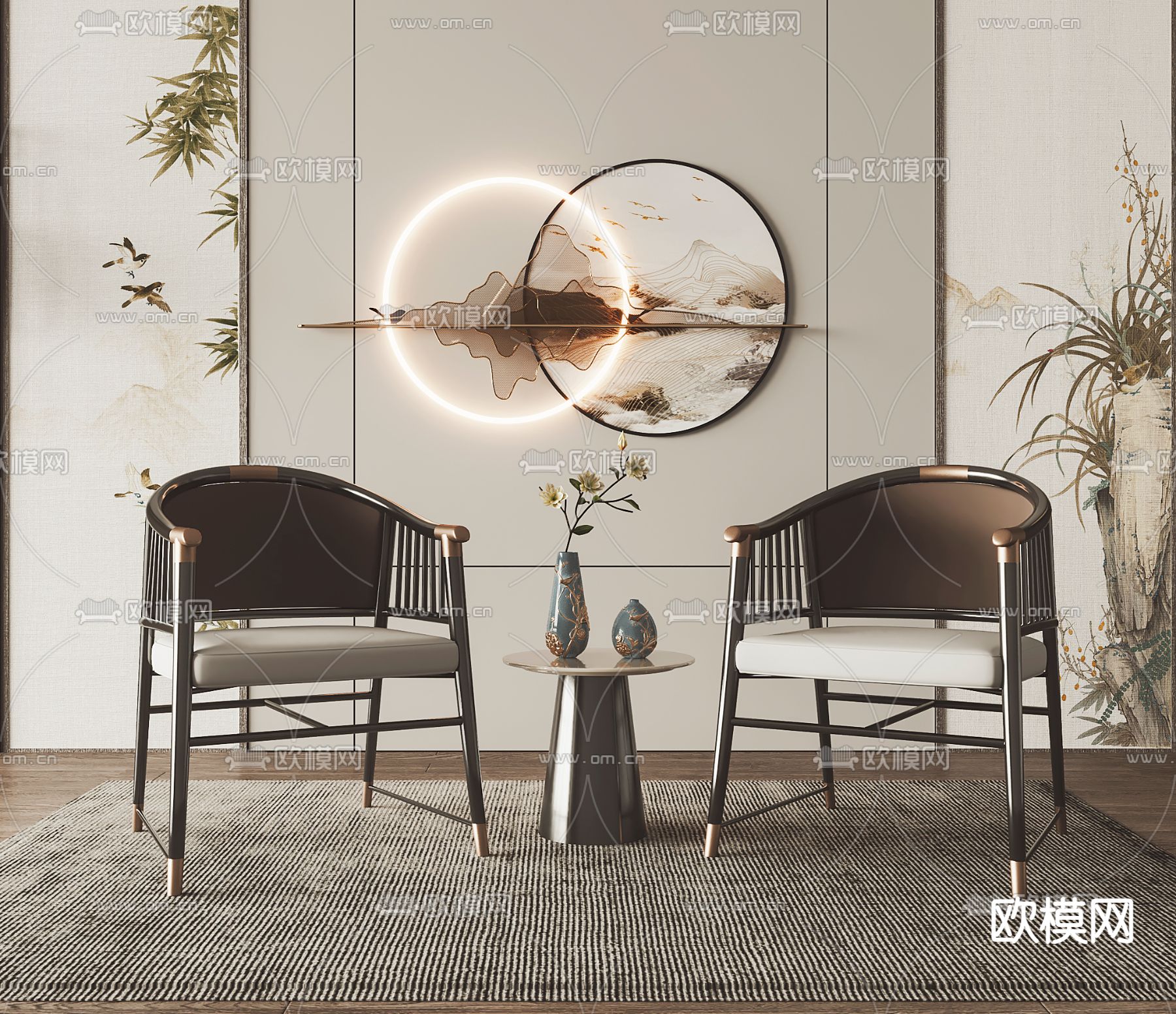 新中式圈椅单椅3d模型下载