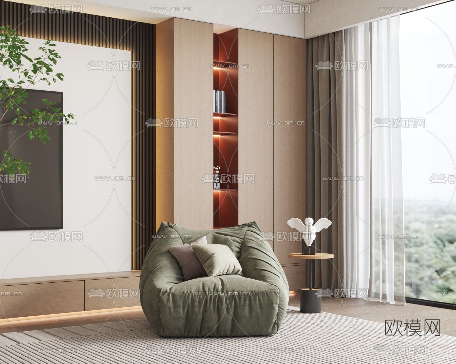 现代浅绿色懒人沙发3d模型下载