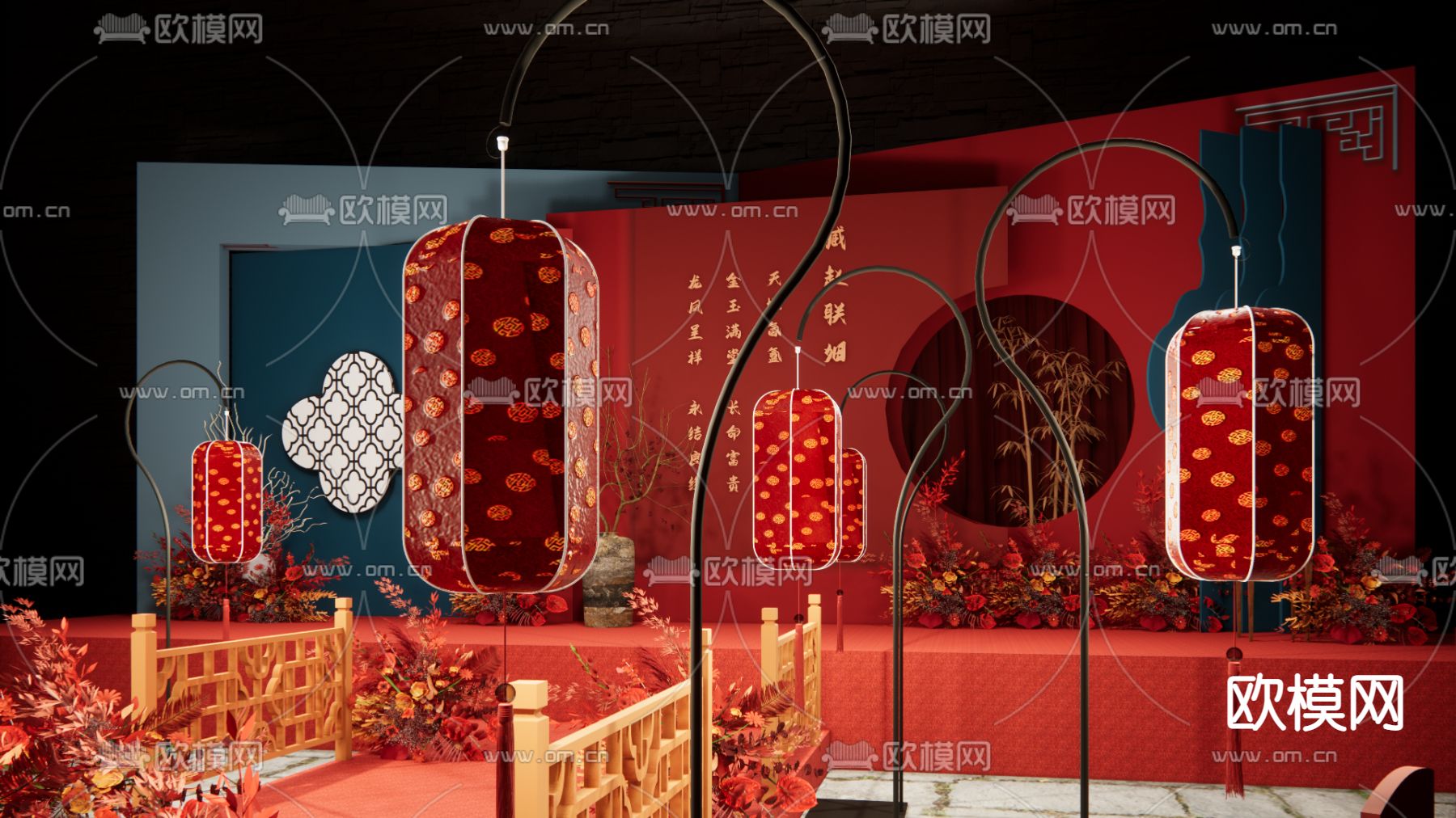 新中式婚礼su模型下载（渲染图4）