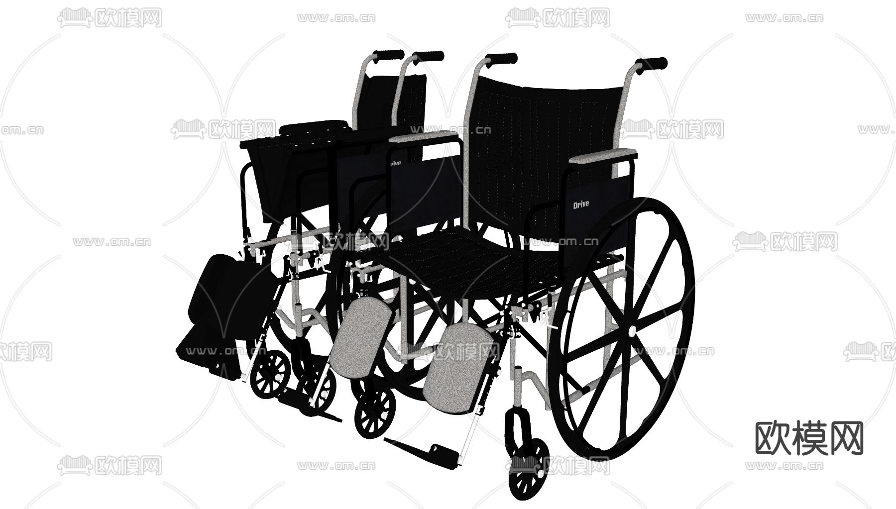 现代折叠轮椅su模型下载（渲染图2）