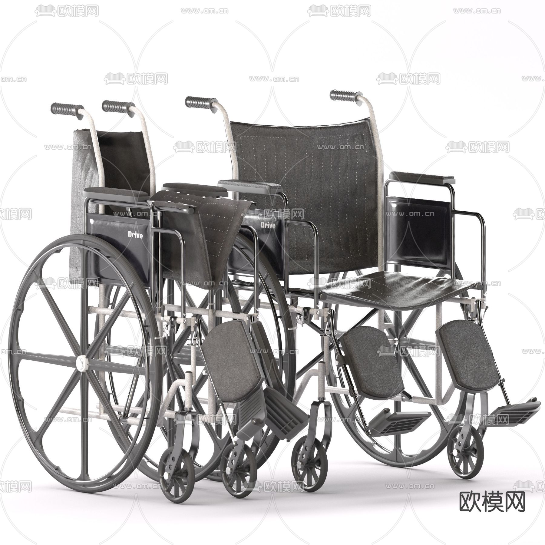 现代折叠轮椅su模型下载（渲染图1）