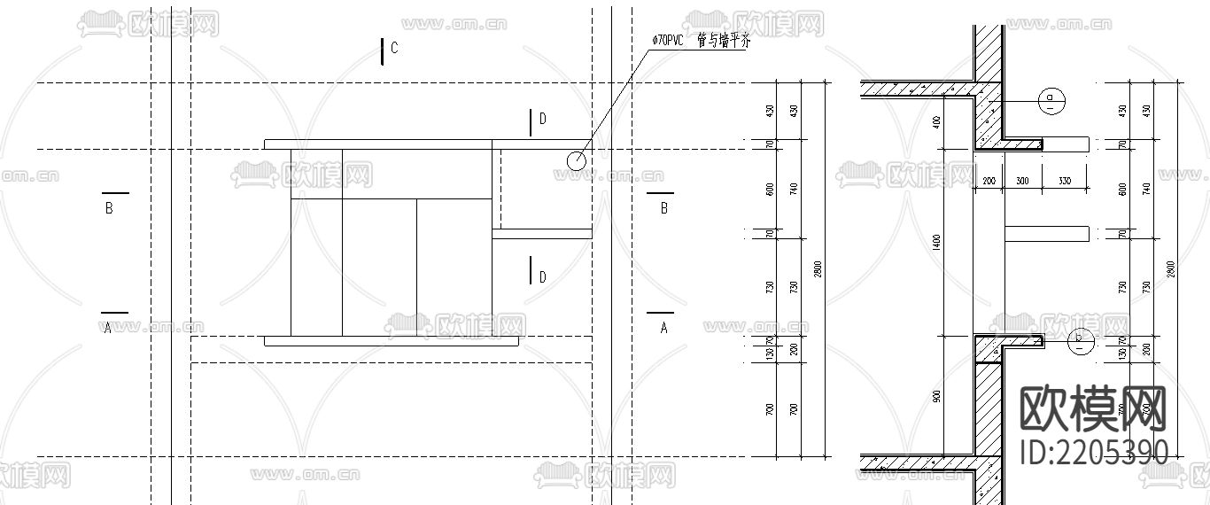 空调布置位置大样图下载（渲染图1）