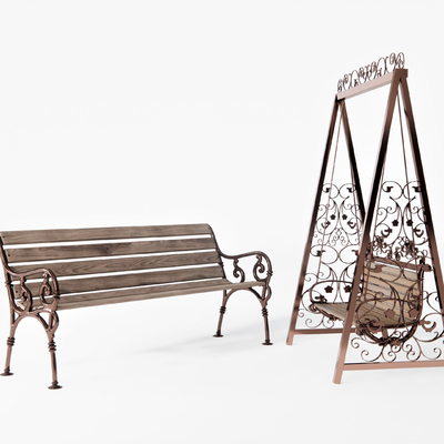  简欧户外秋千椅su模型 