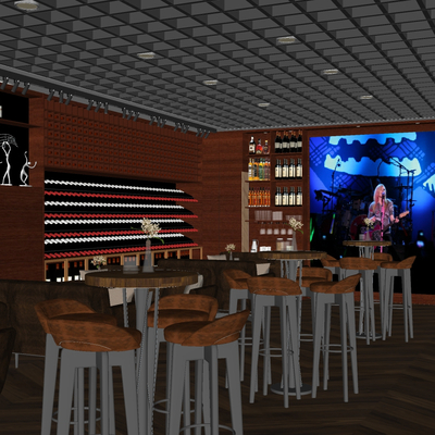  现代酒吧su模型 