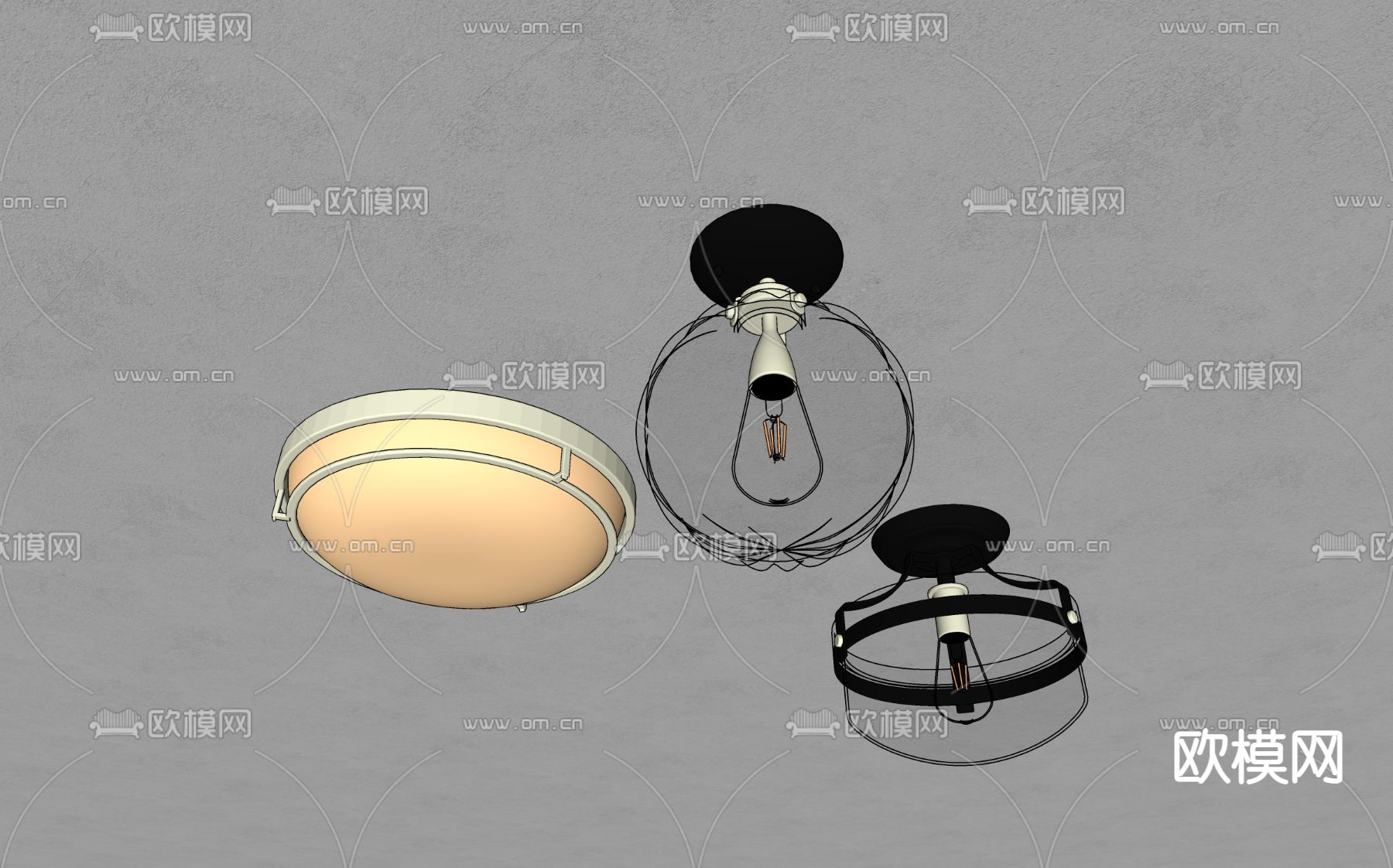 美式吸顶灯su模型下载（渲染图5）