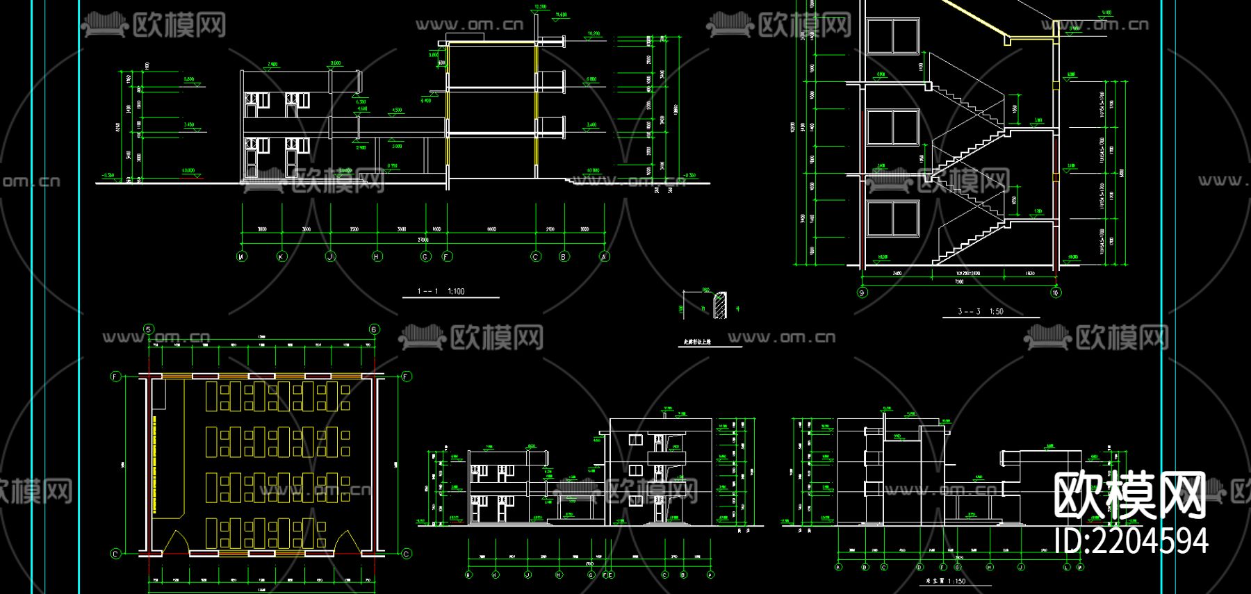 某小学施工总图cad施工图下载（渲染图5）