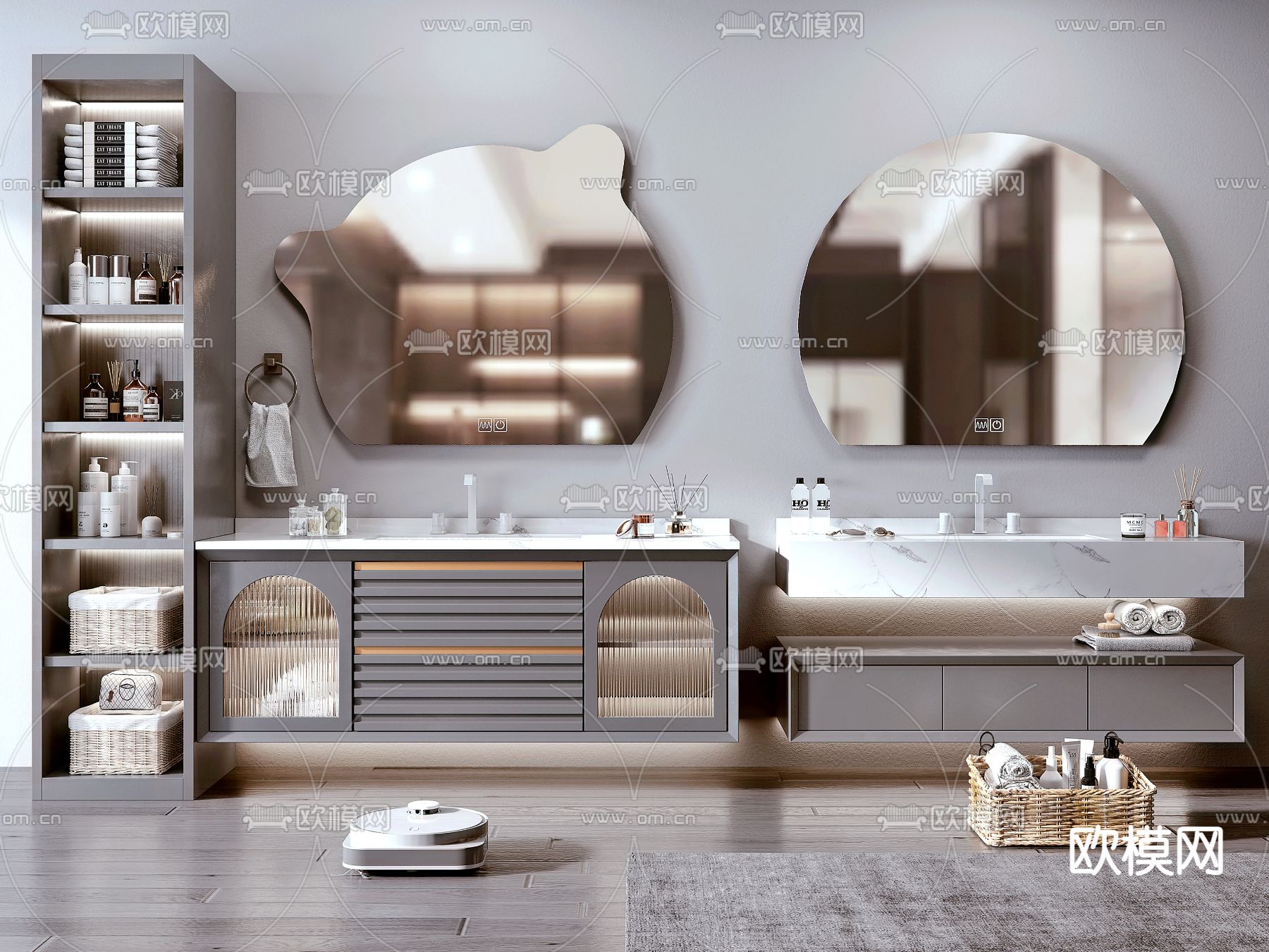 现代轻奢浴室台盆柜3d模型下载