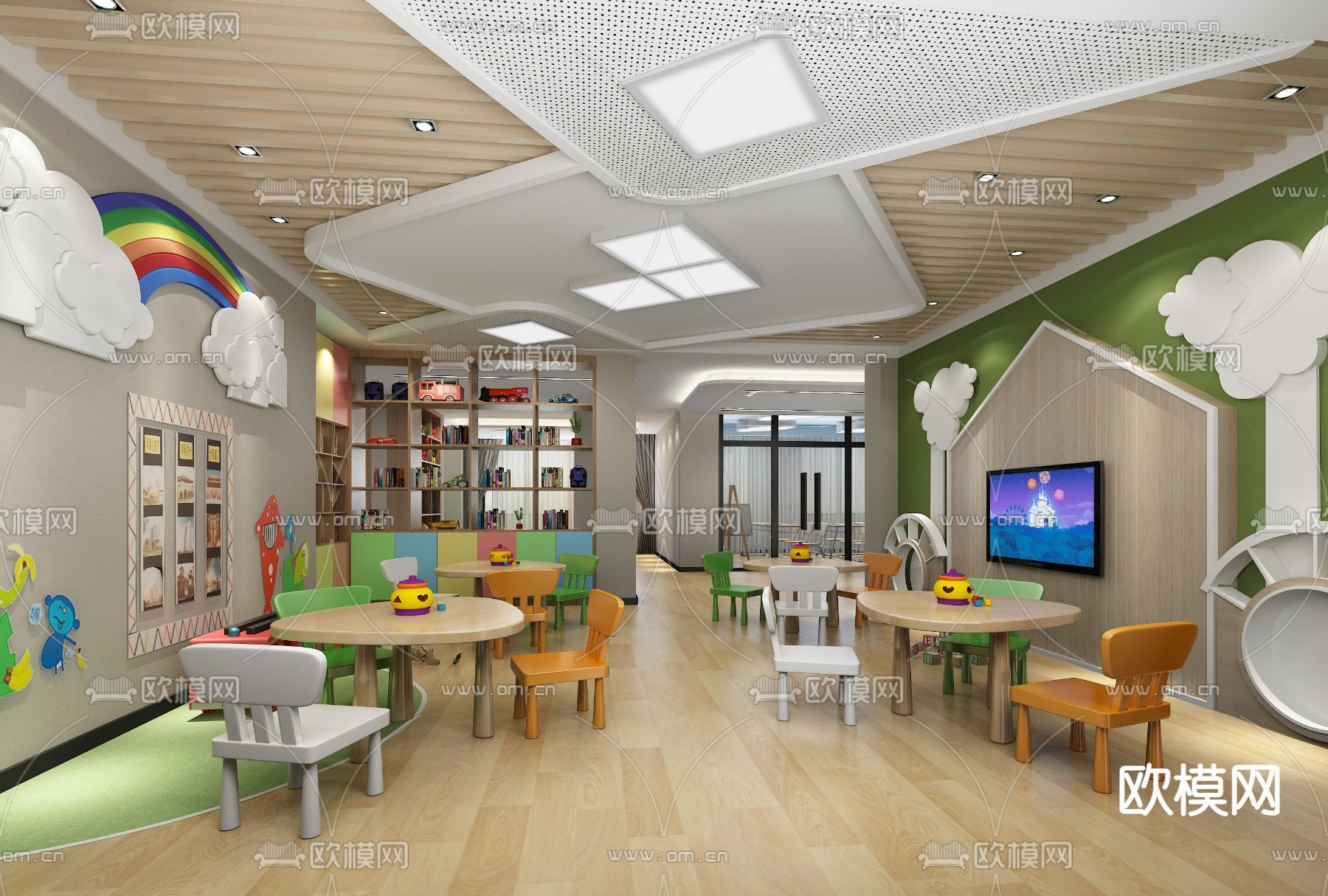 现代儿童娱乐室3d模型下载（渲染图1）