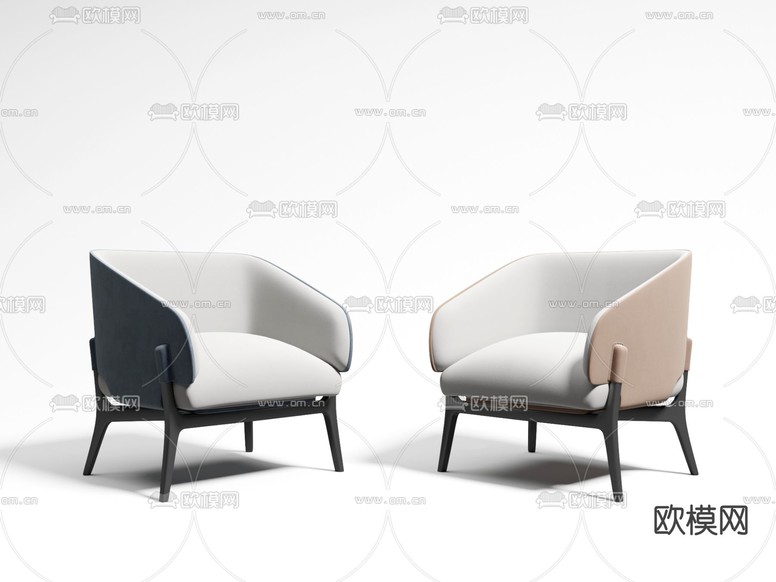 现代绒布软体休闲椅3d模型下载