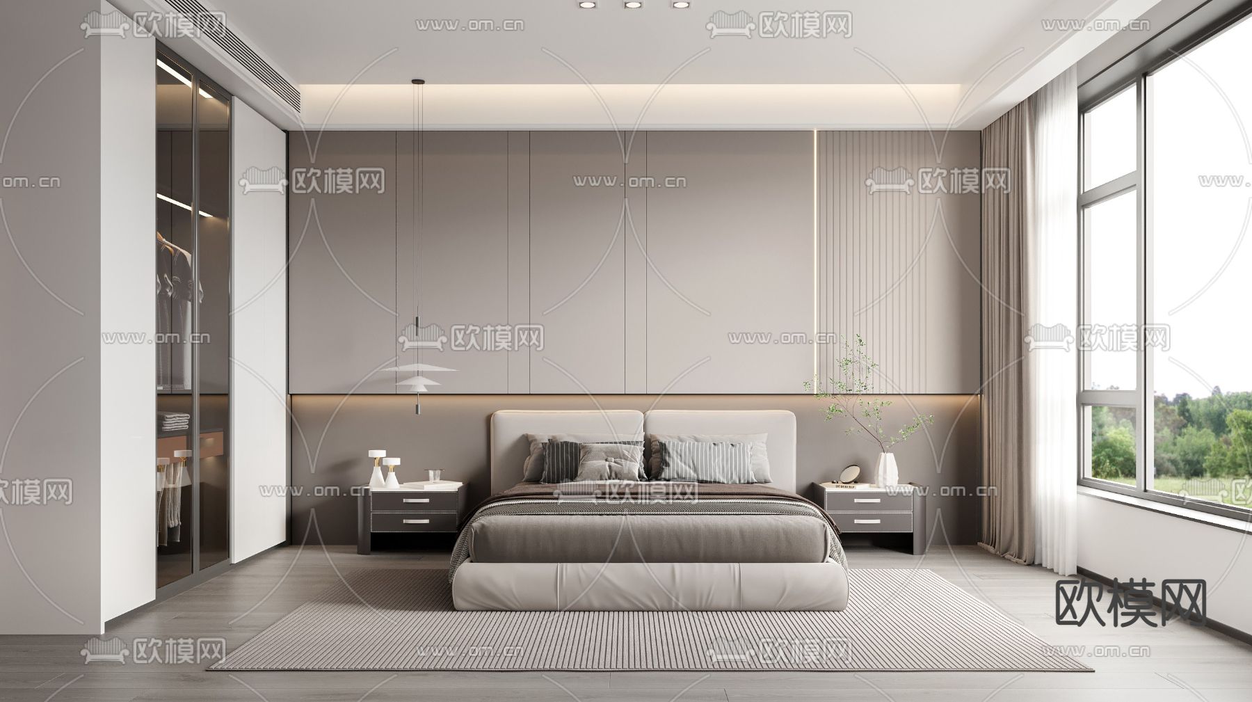 现代卧室主人房3d模型下载