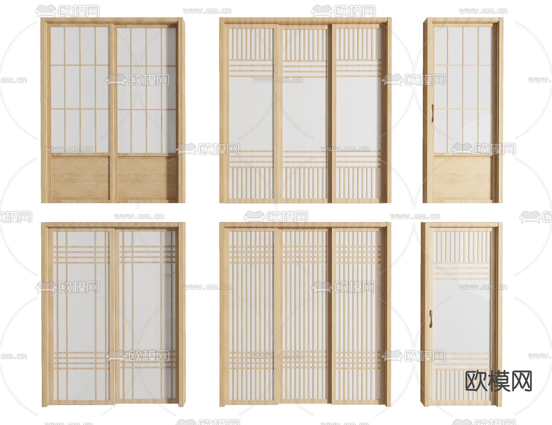 日式推拉门厨卫门3d模型下载