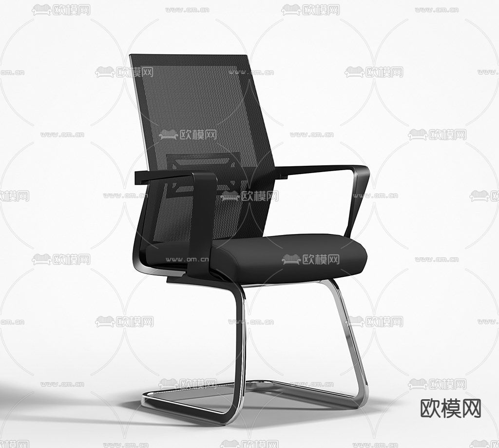 现代黑色网布班前椅3d模型下载