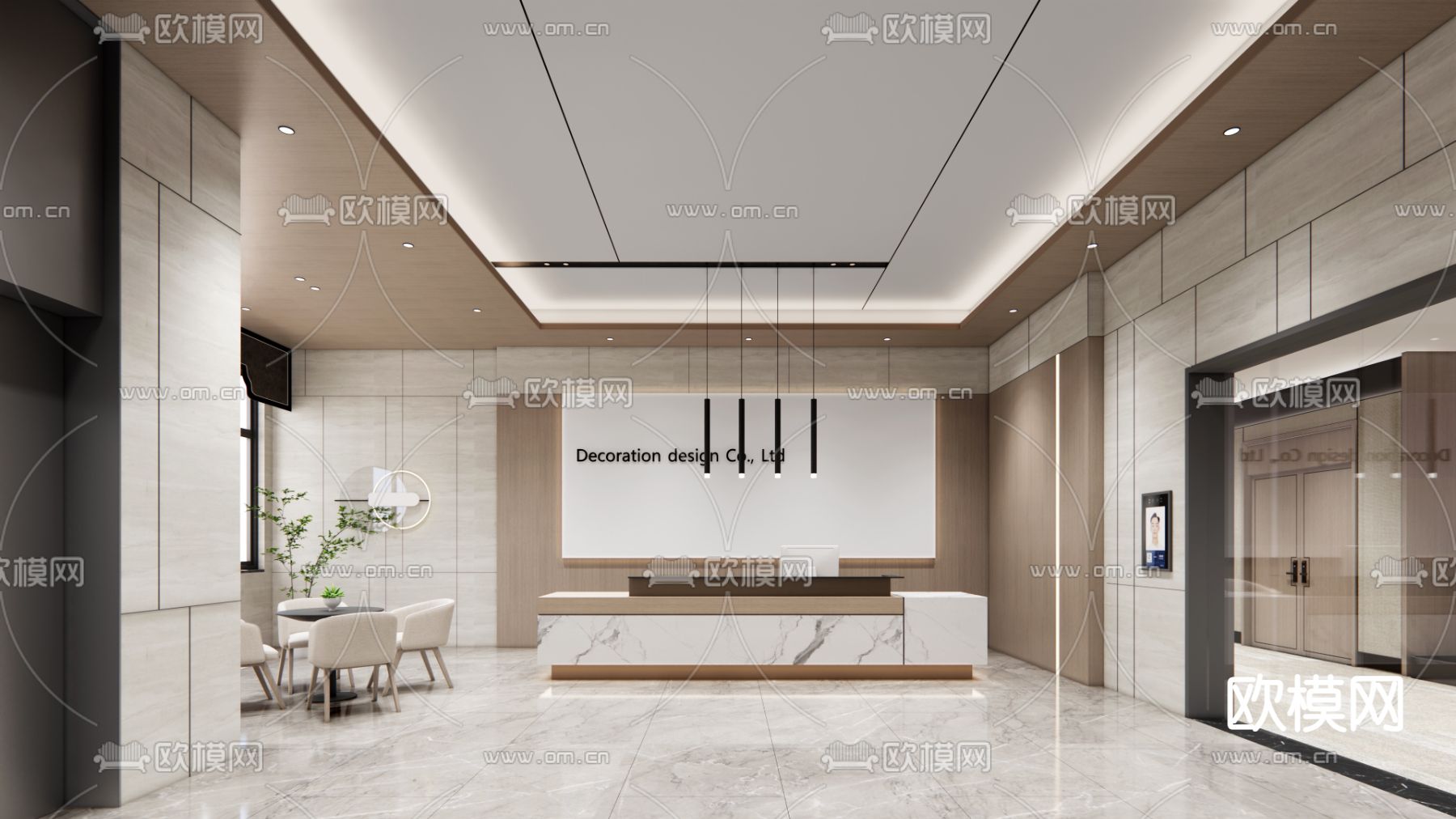 现代公司大堂接待前台su模型下载_ID12035808_sketchup模型下载-欧模网